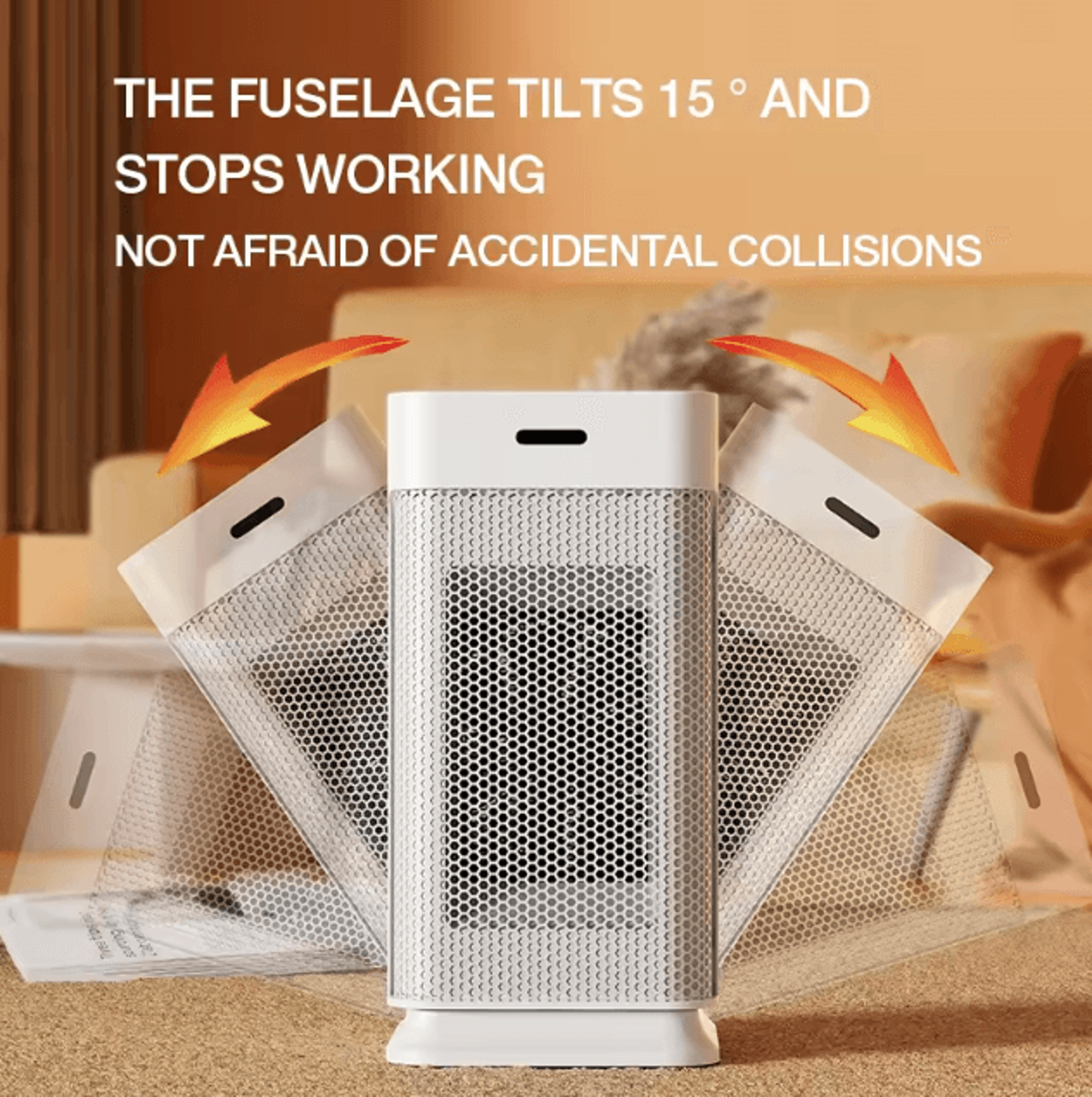 1200W Portable PTC Ceramic Desktop Heater EU Plug Fast Heating Silent Space Heater With Night Light 3