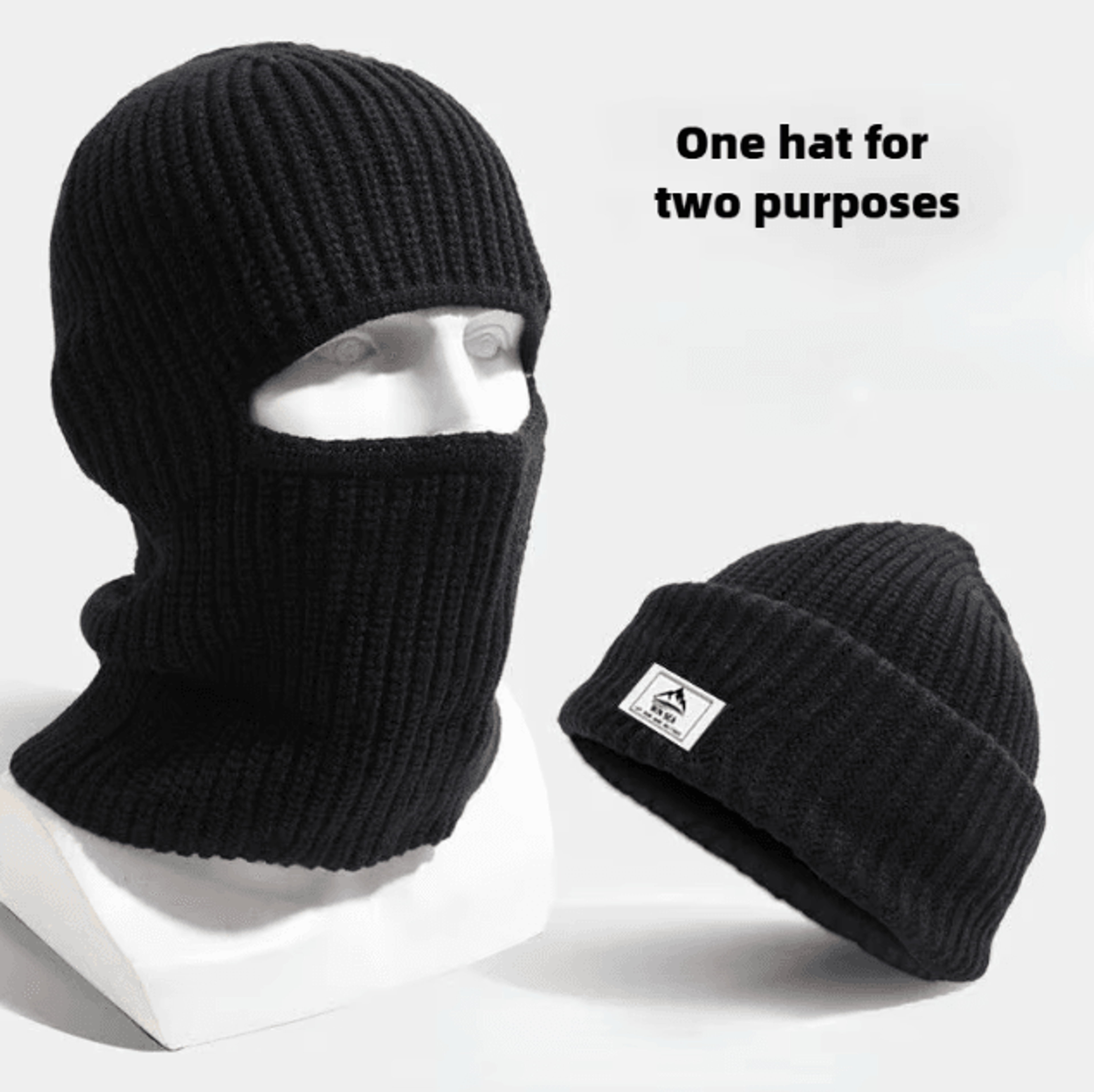 2-in-1 winter balaclava beanie – windproof full face ski mask hat for cycling & outdoor sports