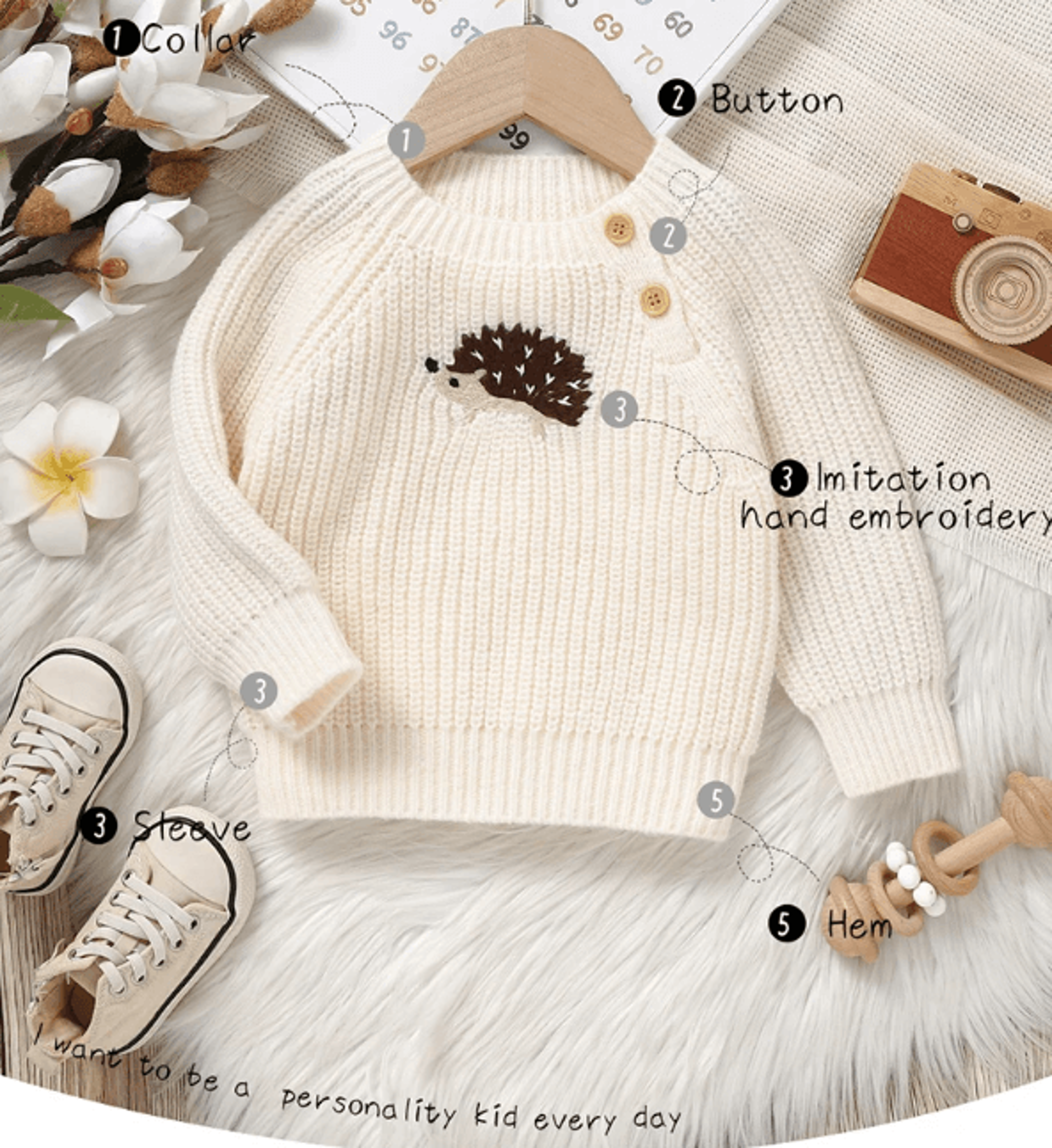 Cartoon Baby Hedgehog Knit Sweater Long Sleeve Toddler Knitted Pullover 1
