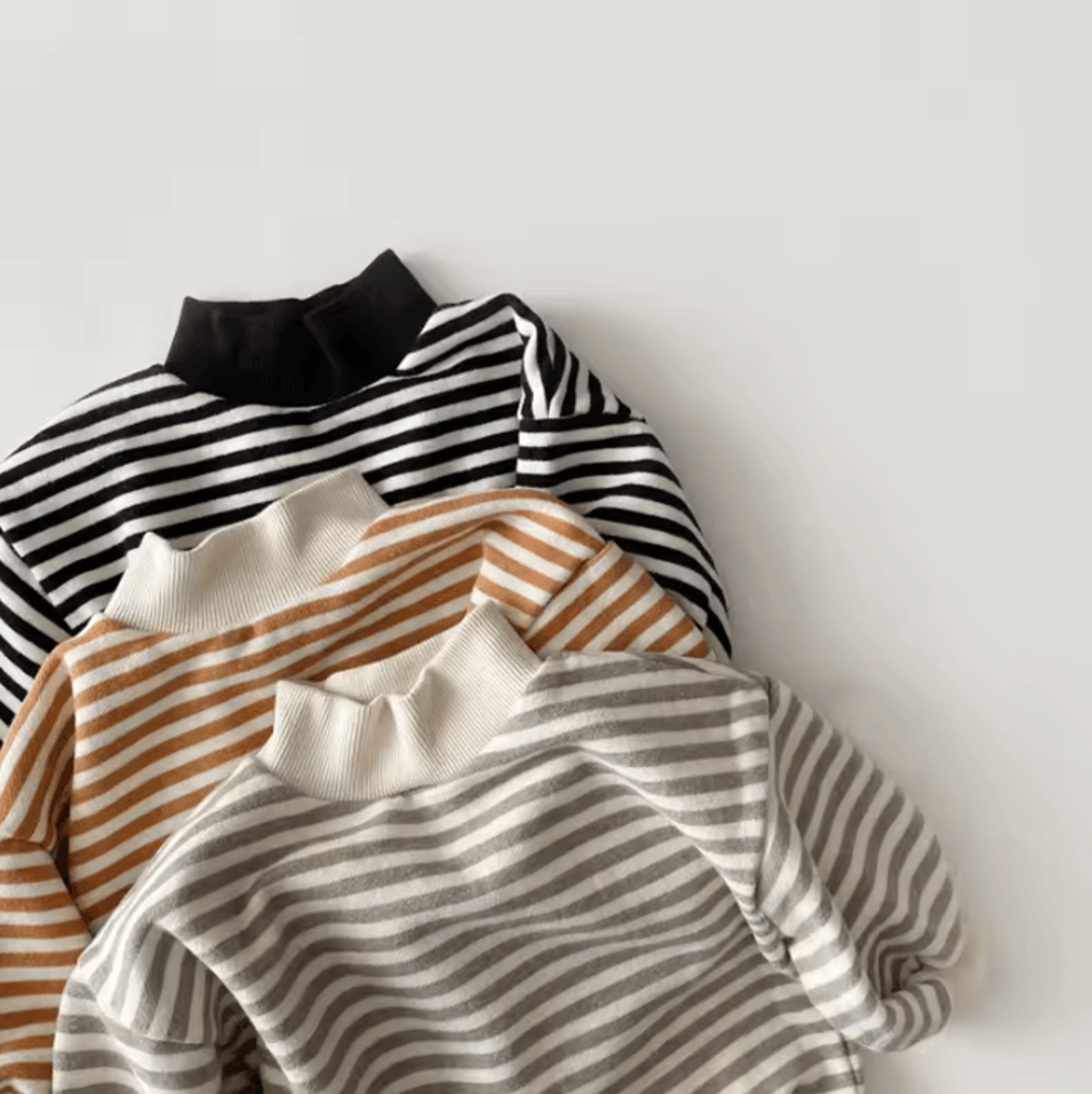 Striped Baby High Neck Sweatshirt Thick Warm Toddler Cotton Sweater Top 1