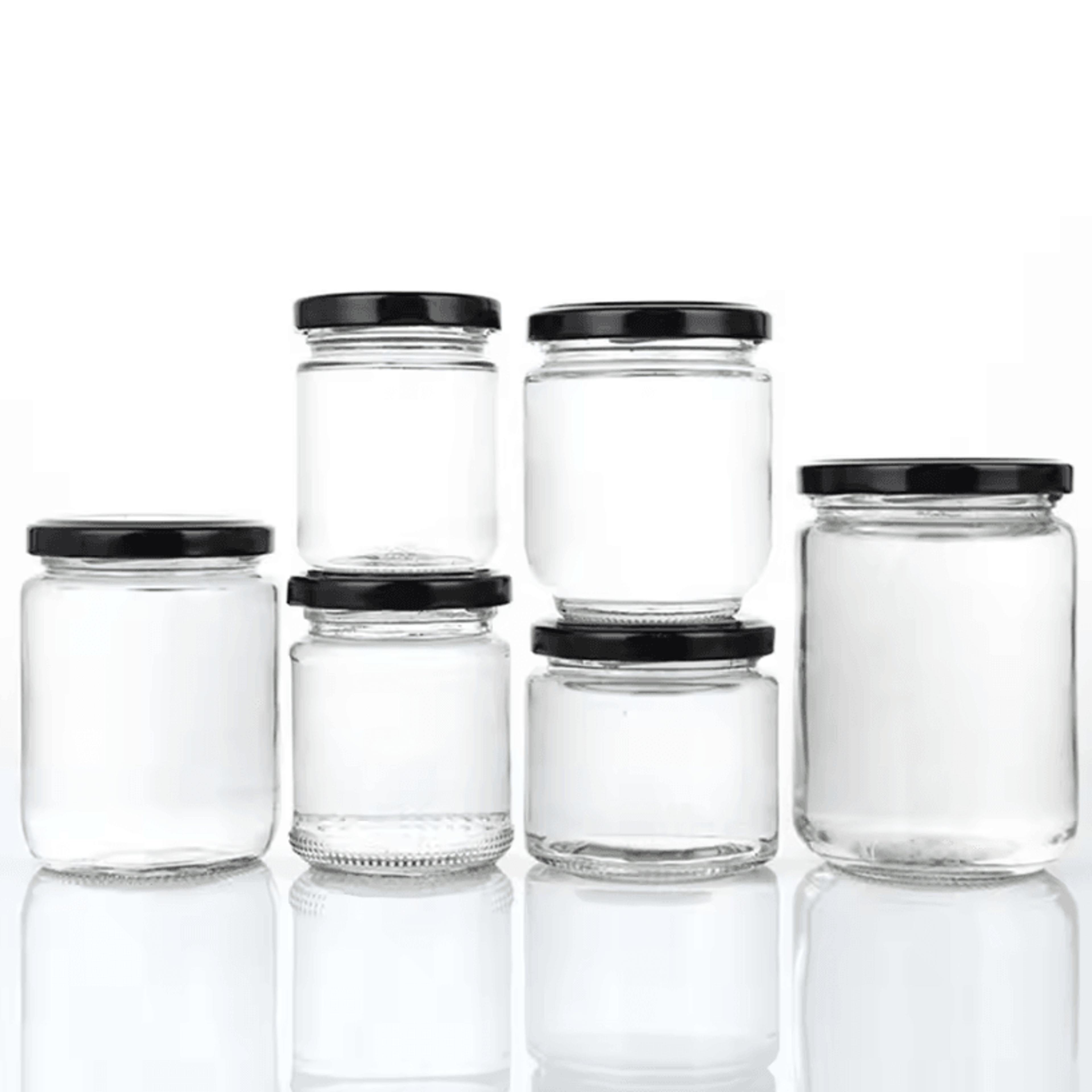 round glass mason jar with airtight lid – kitchen food storage glass jar (100ml–240ml canning container)