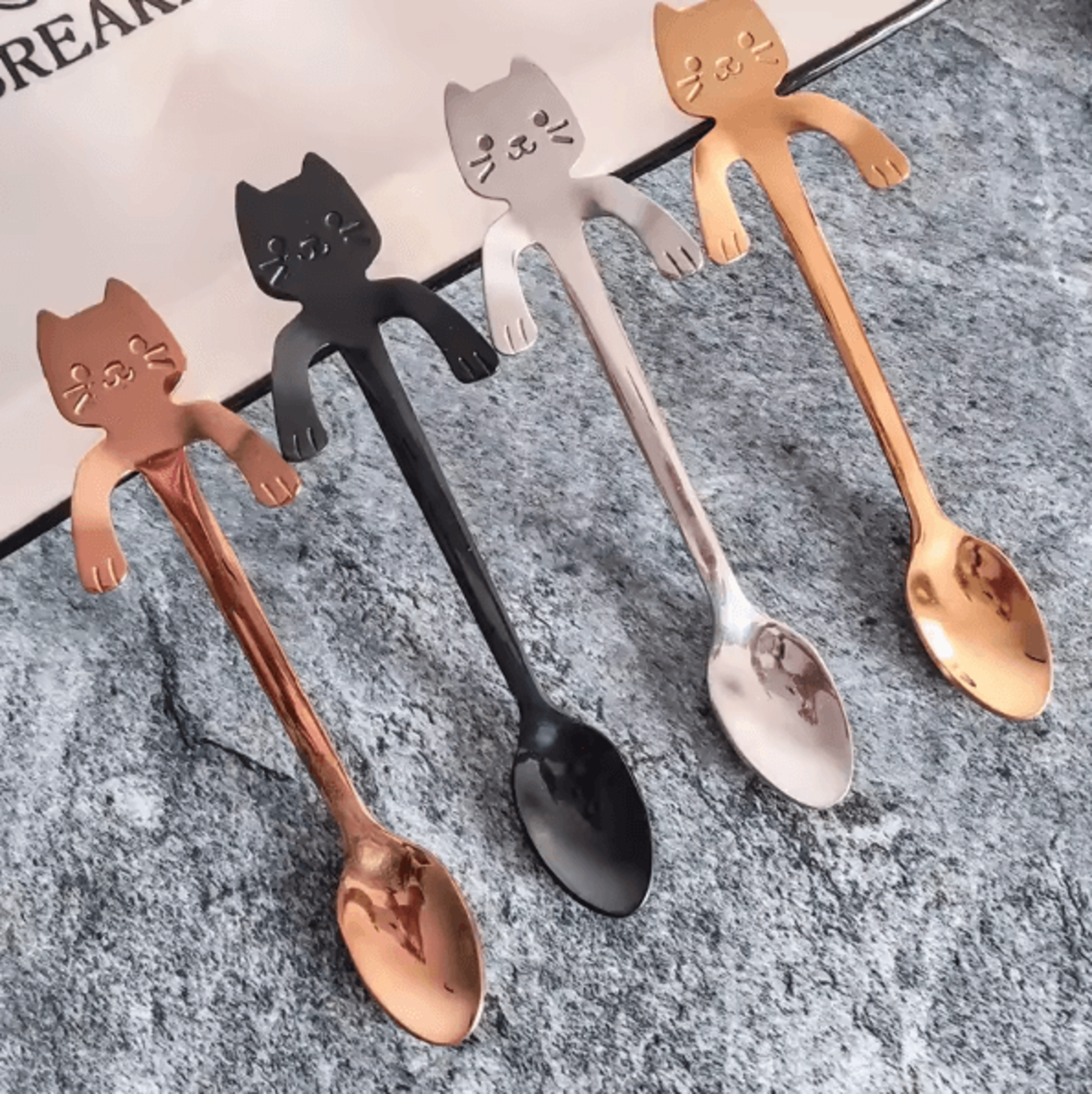 KittySip 304 Stainless Steel Cat Spoon Set  Cute Hanging Coffee Stirring Spoon 24PCS 3