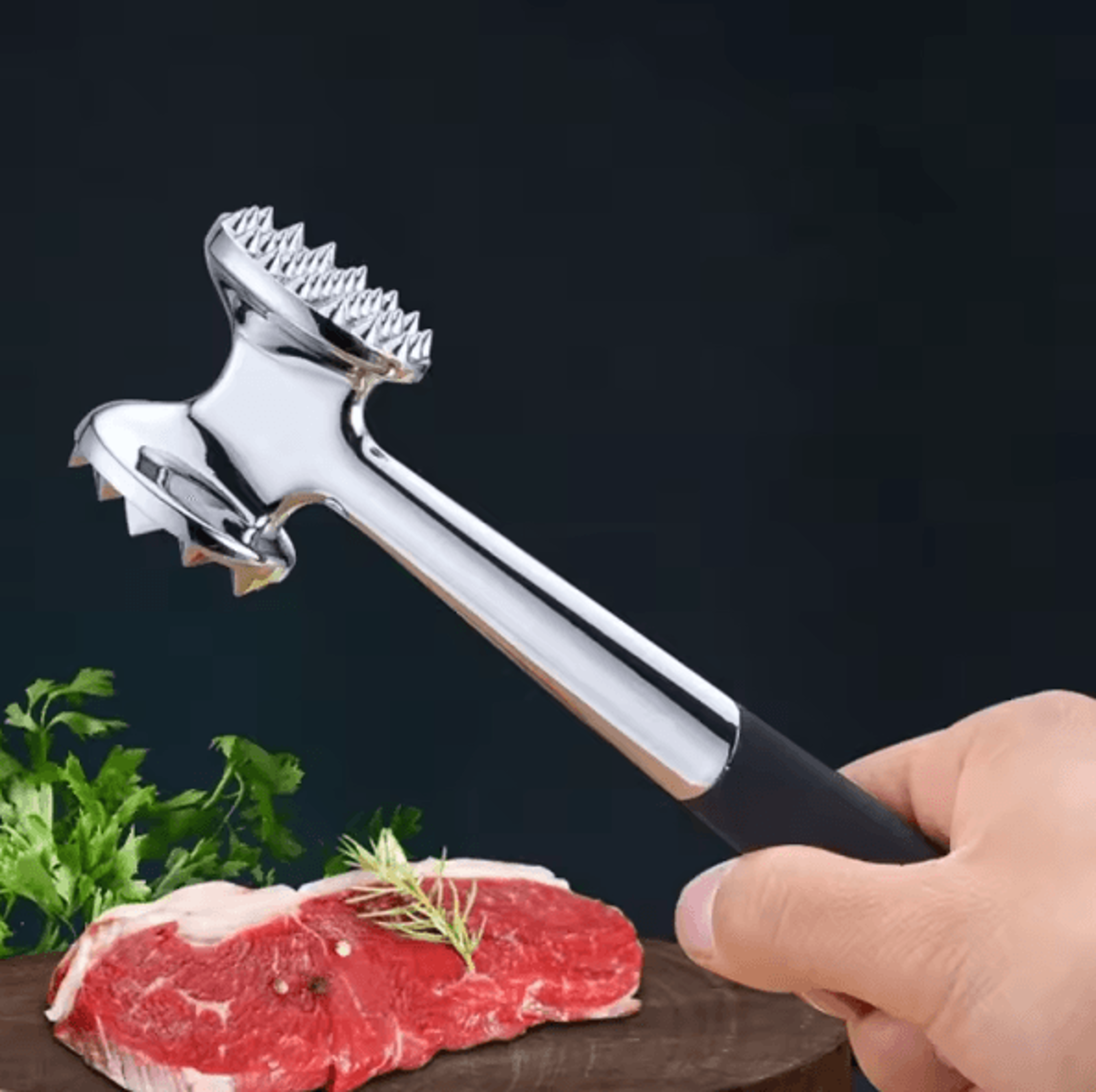 ProTender Meat Tenderizer Hammer  DoubleSided Zinc Alloy Meat Hammer For Steak  Pork 2