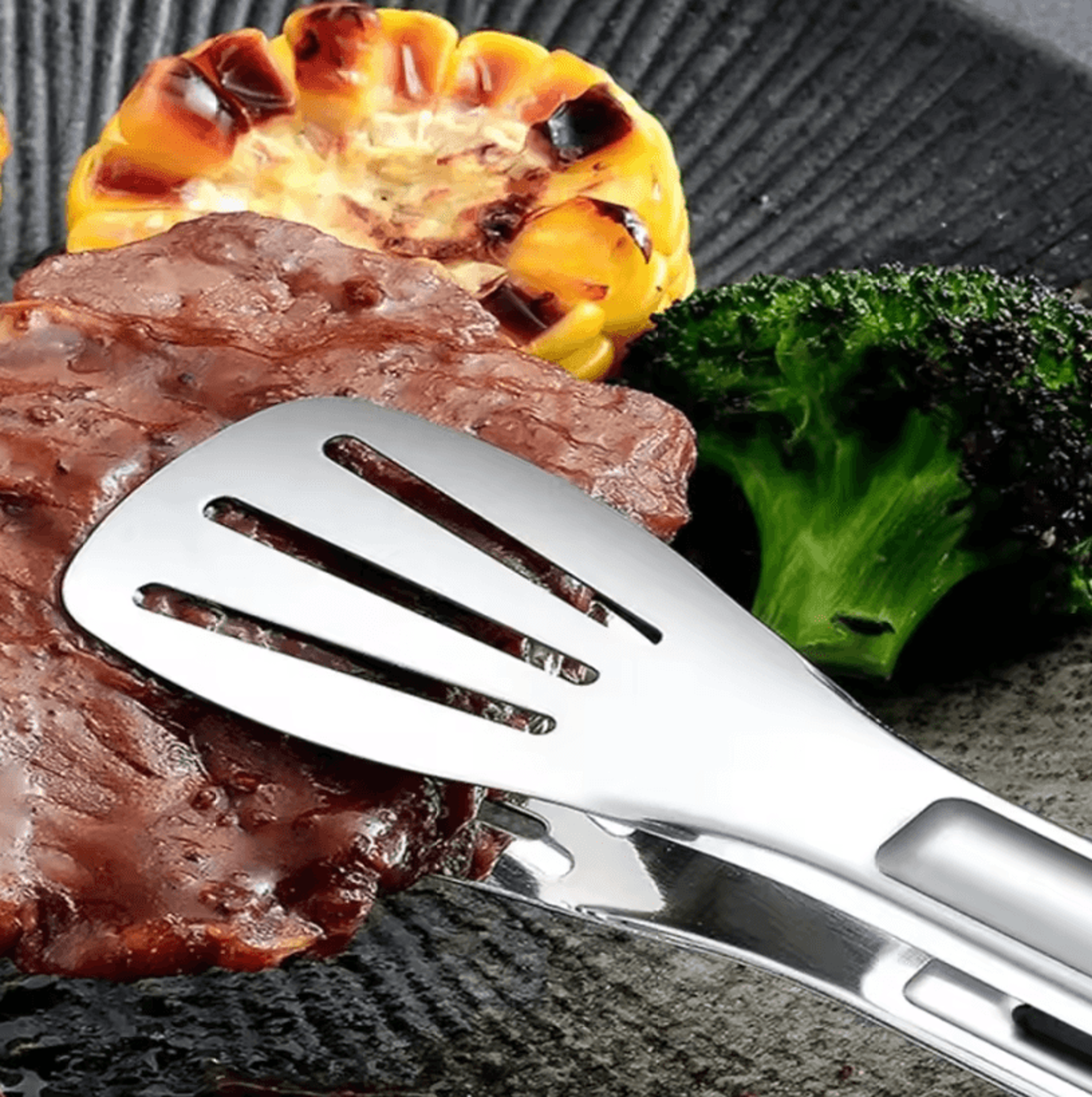 ProGrip Stainless Steel Food Tongs  NonSlip BBQ Grill Tongs For Cooking Serving  Barbecue 2