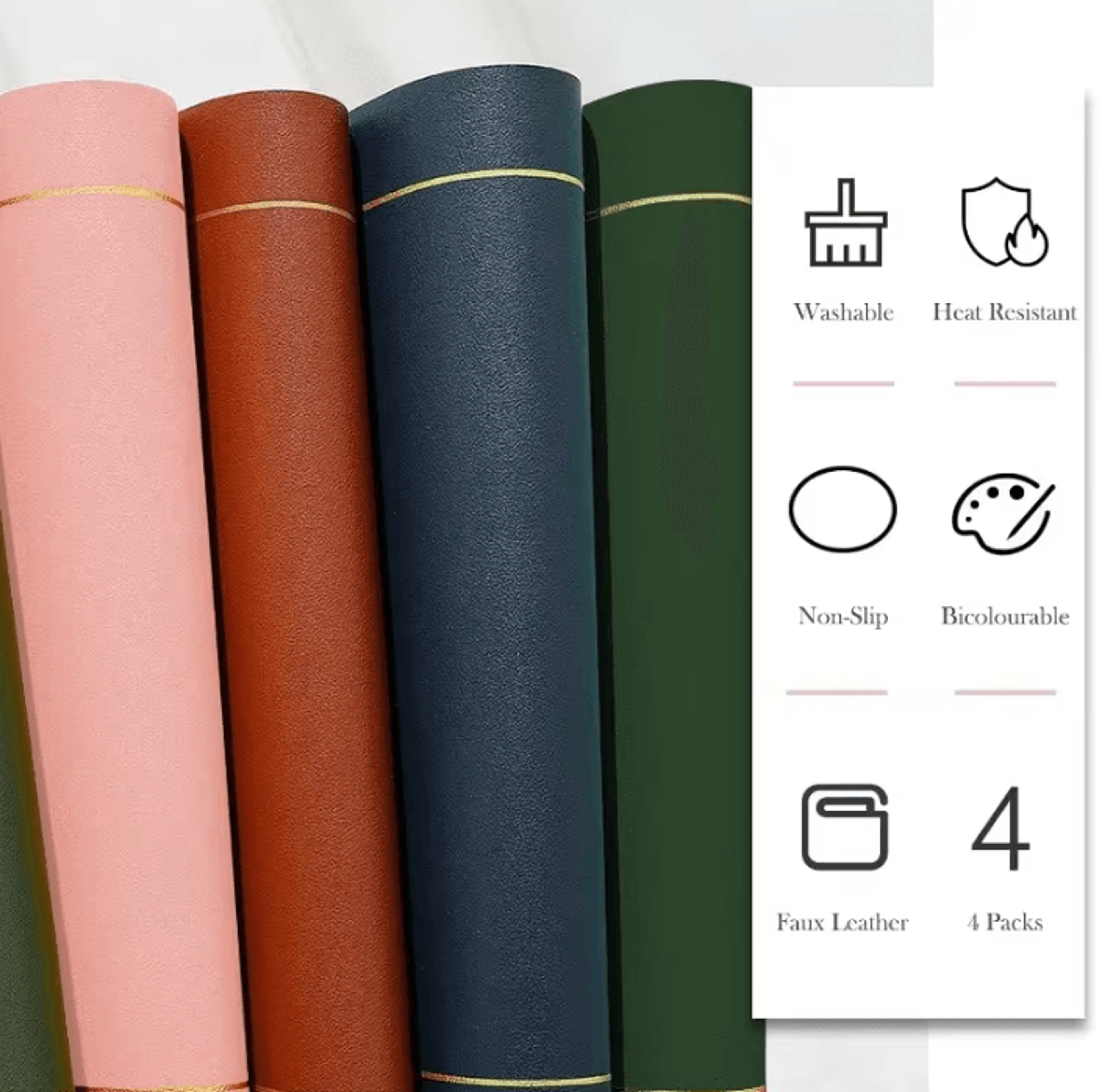 Modern Leather Table Placemats  Waterproof HeatResistant Dining Placemats With NonSlip ColorBlock D 3