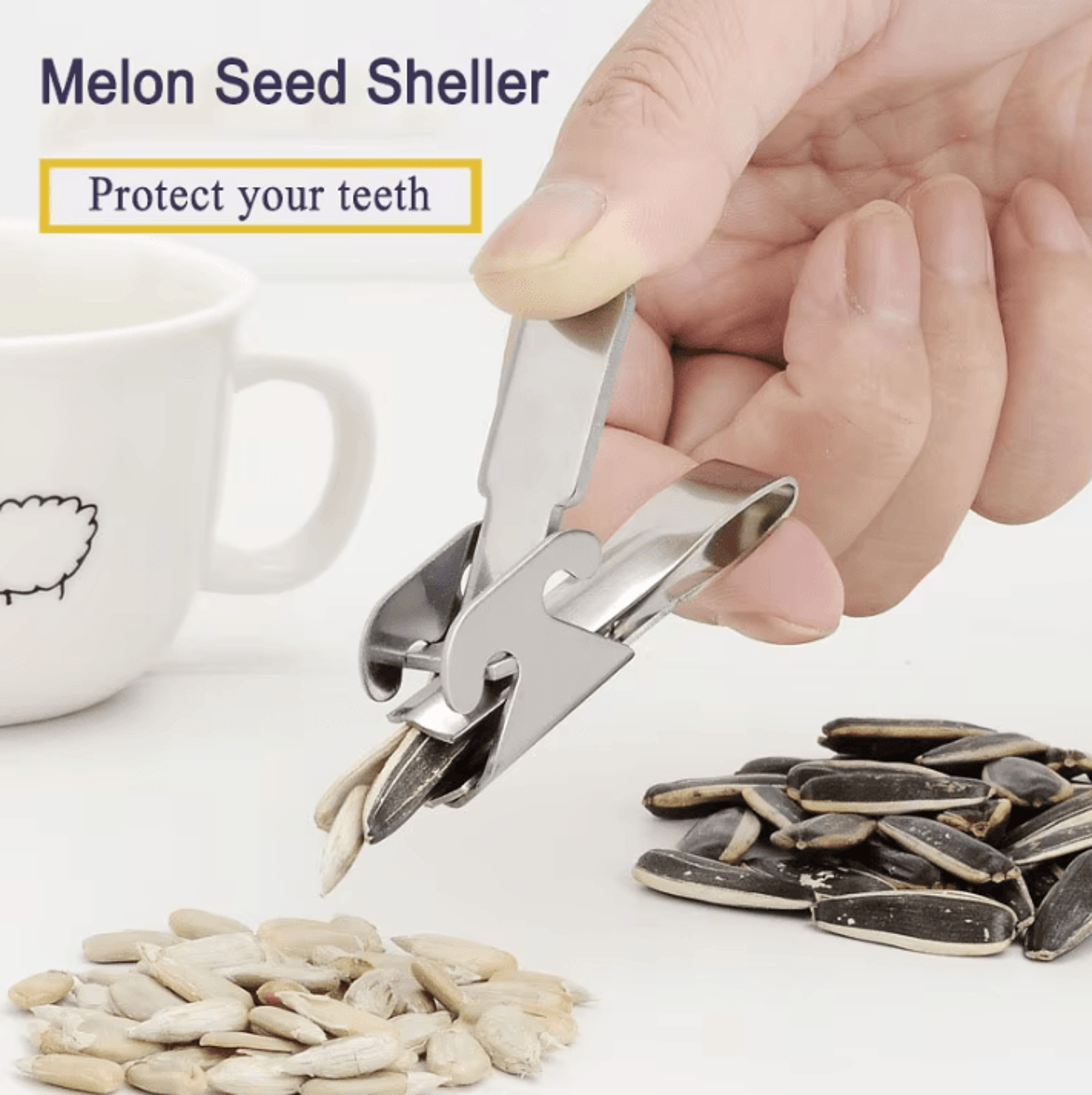 stainless steel melon seed & nut opener – multi-function shell cracker tool