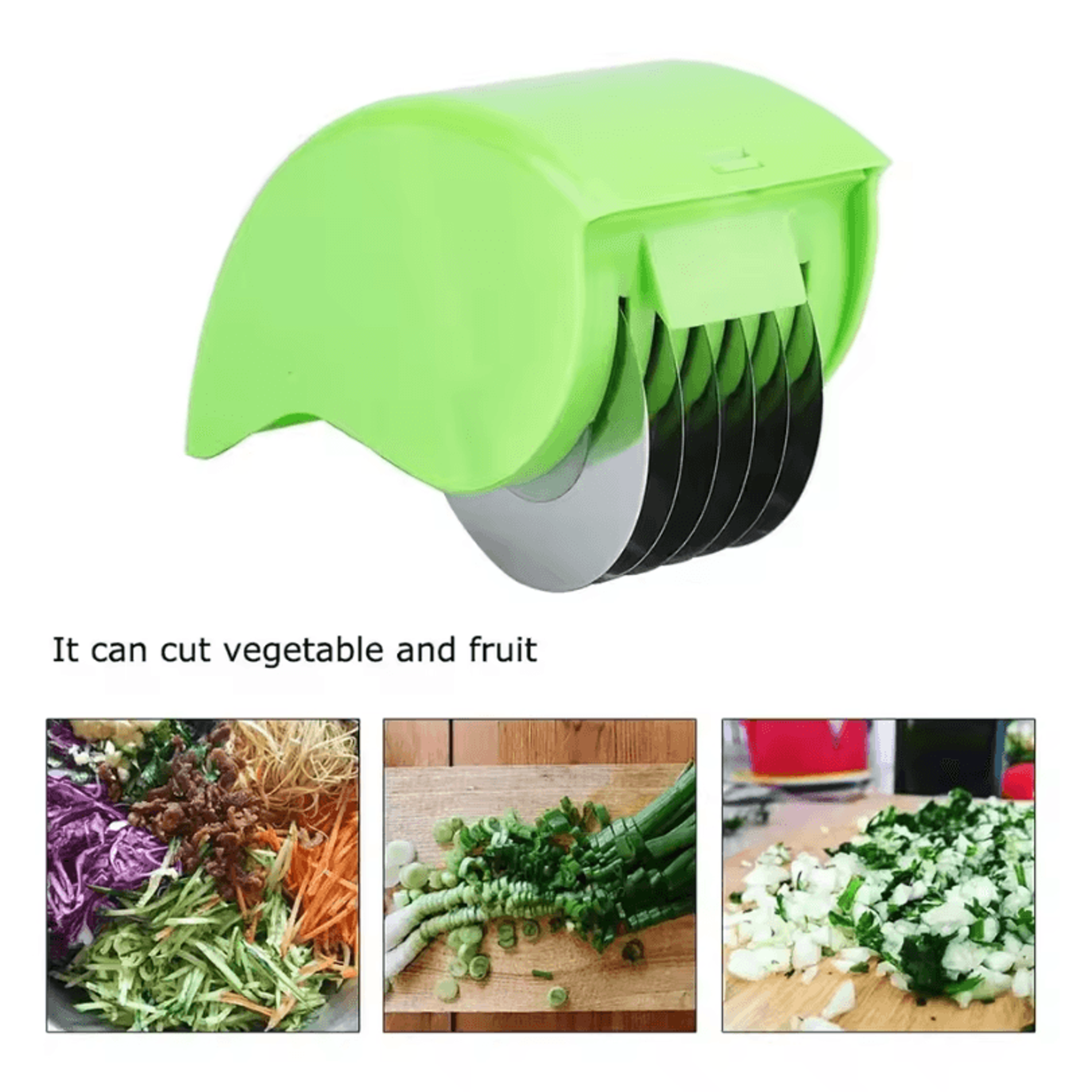 6-blade stainless steel herb roller cutter – manual vegetable chopper for fast & easy kitchen prep