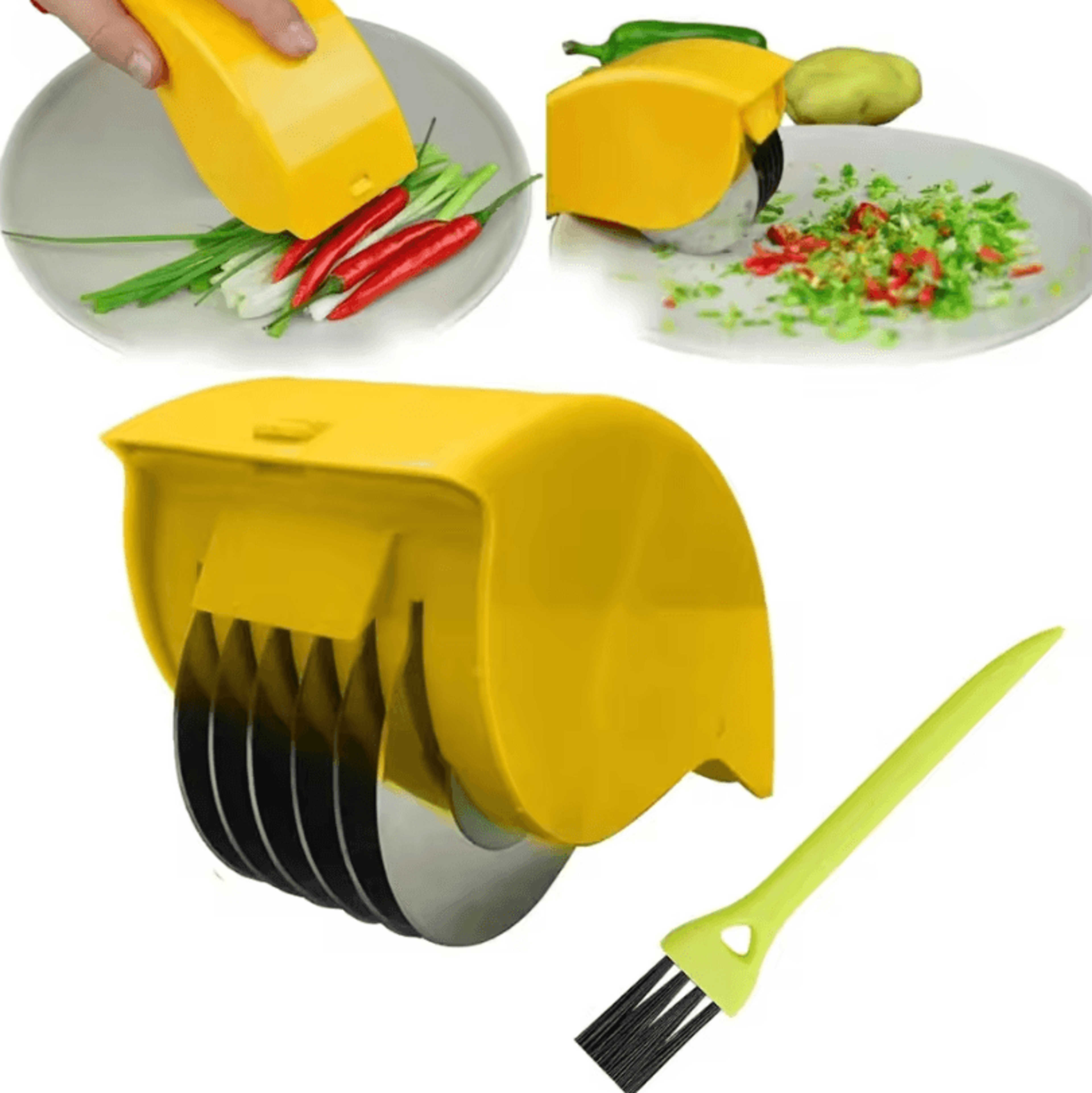 6Blade Stainless Steel Herb Roller Cutter  Manual Vegetable Chopper For Fast  Easy Kitchen Prep 5