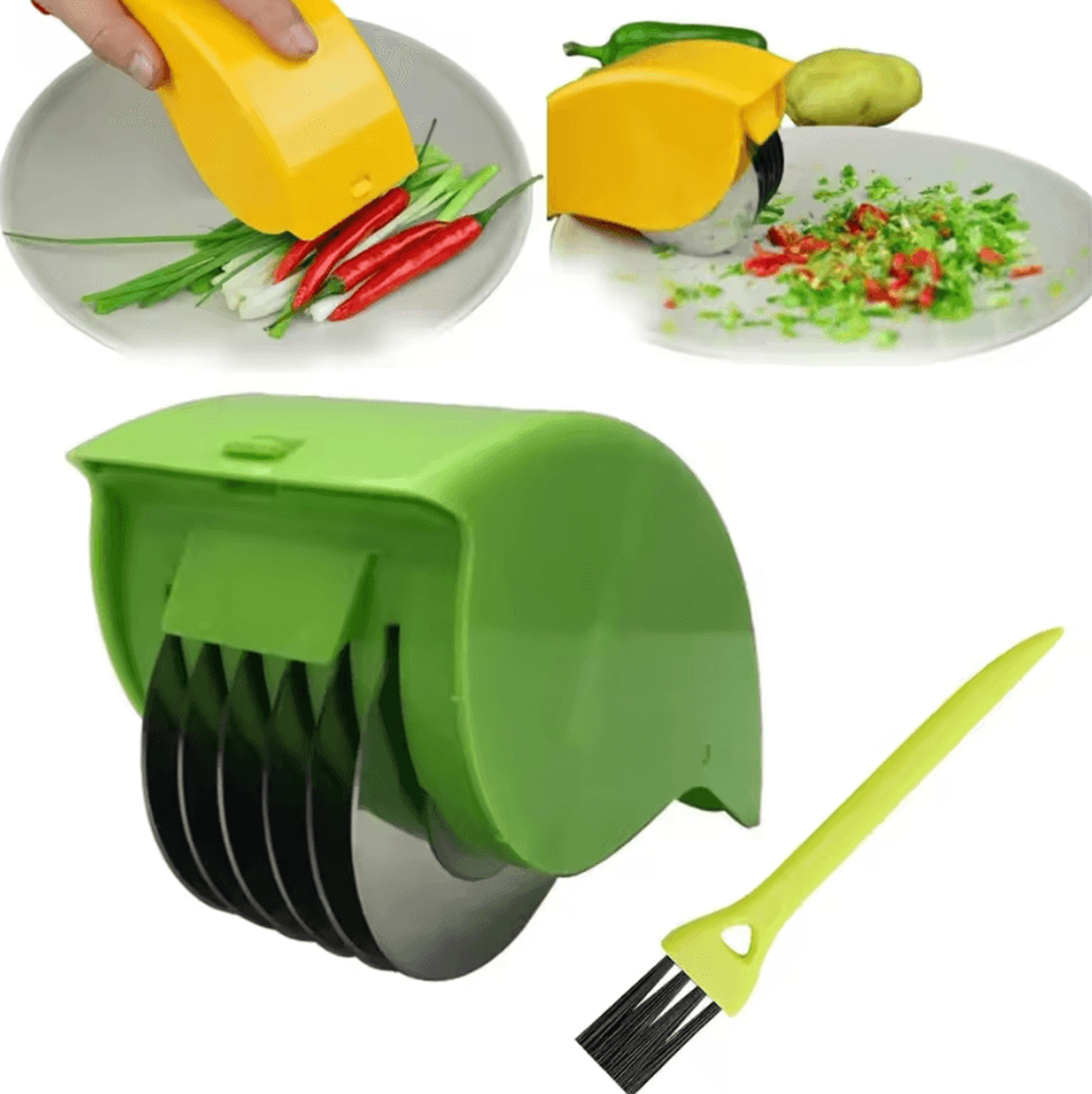 6Blade Stainless Steel Herb Roller Cutter  Manual Vegetable Chopper For Fast  Easy Kitchen Prep 6