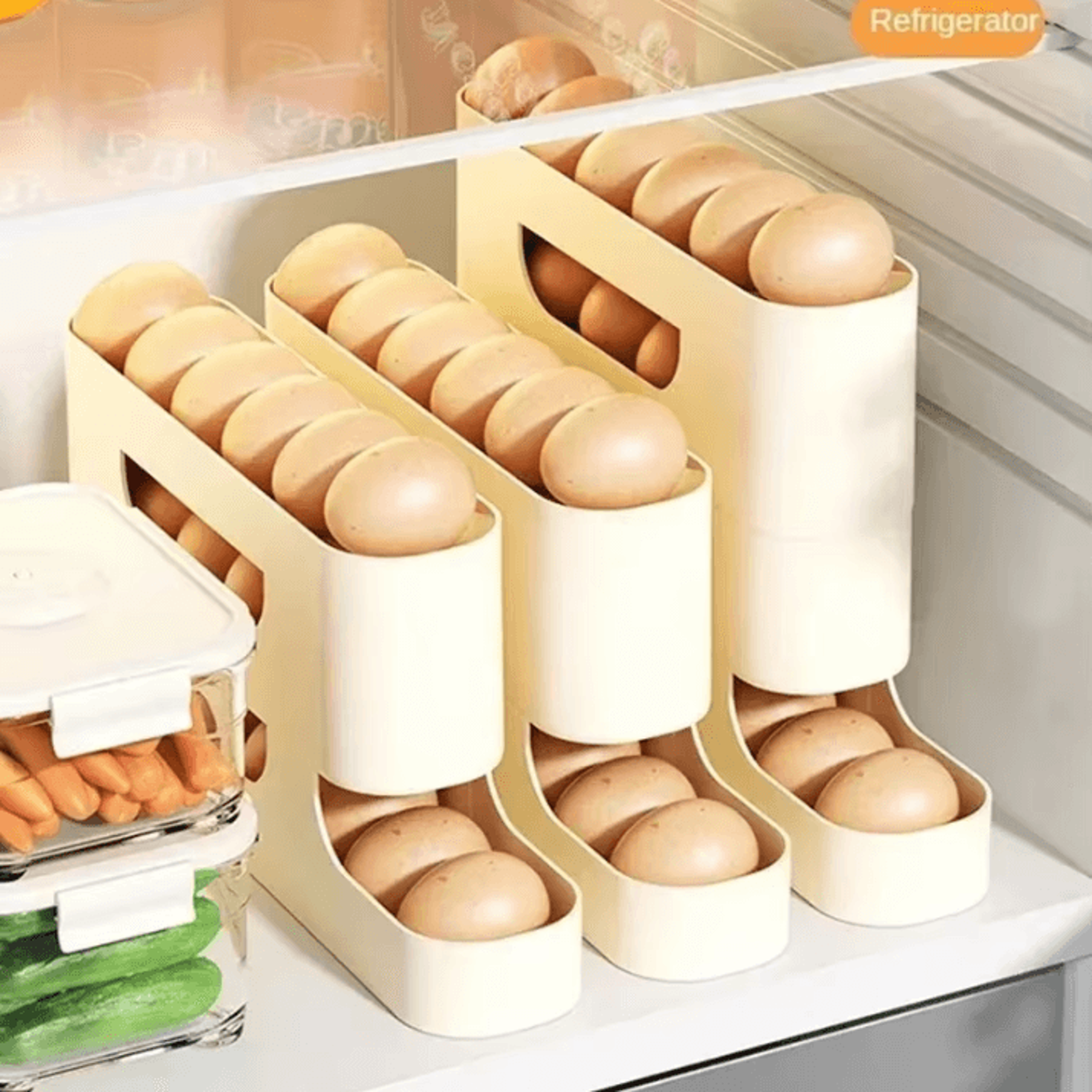24 Layer Rolling Egg Holder For Fridge  Automatic Egg Dispenser Storage Container 2