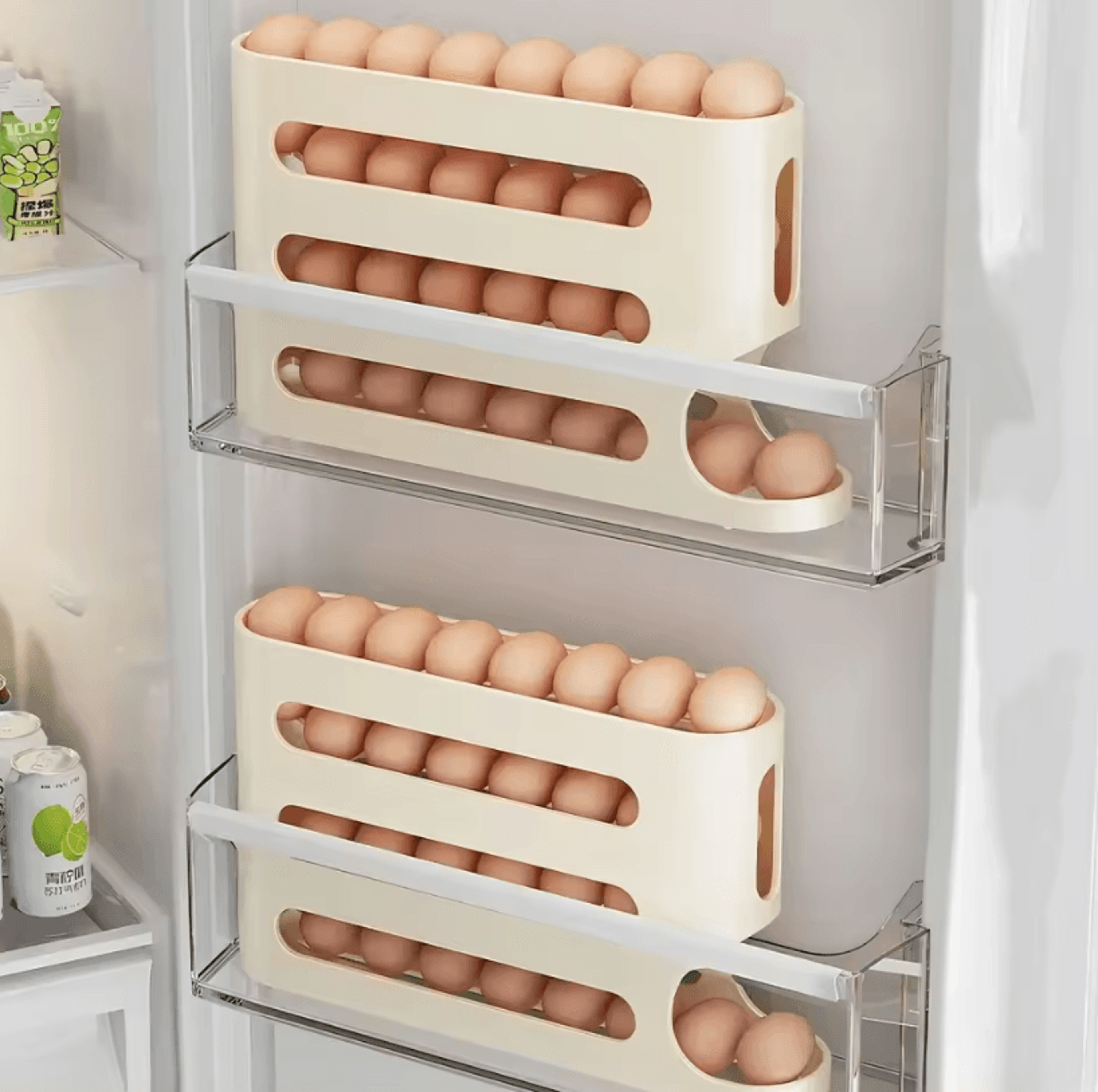 24 Layer Rolling Egg Holder For Fridge  Automatic Egg Dispenser Storage Container 3