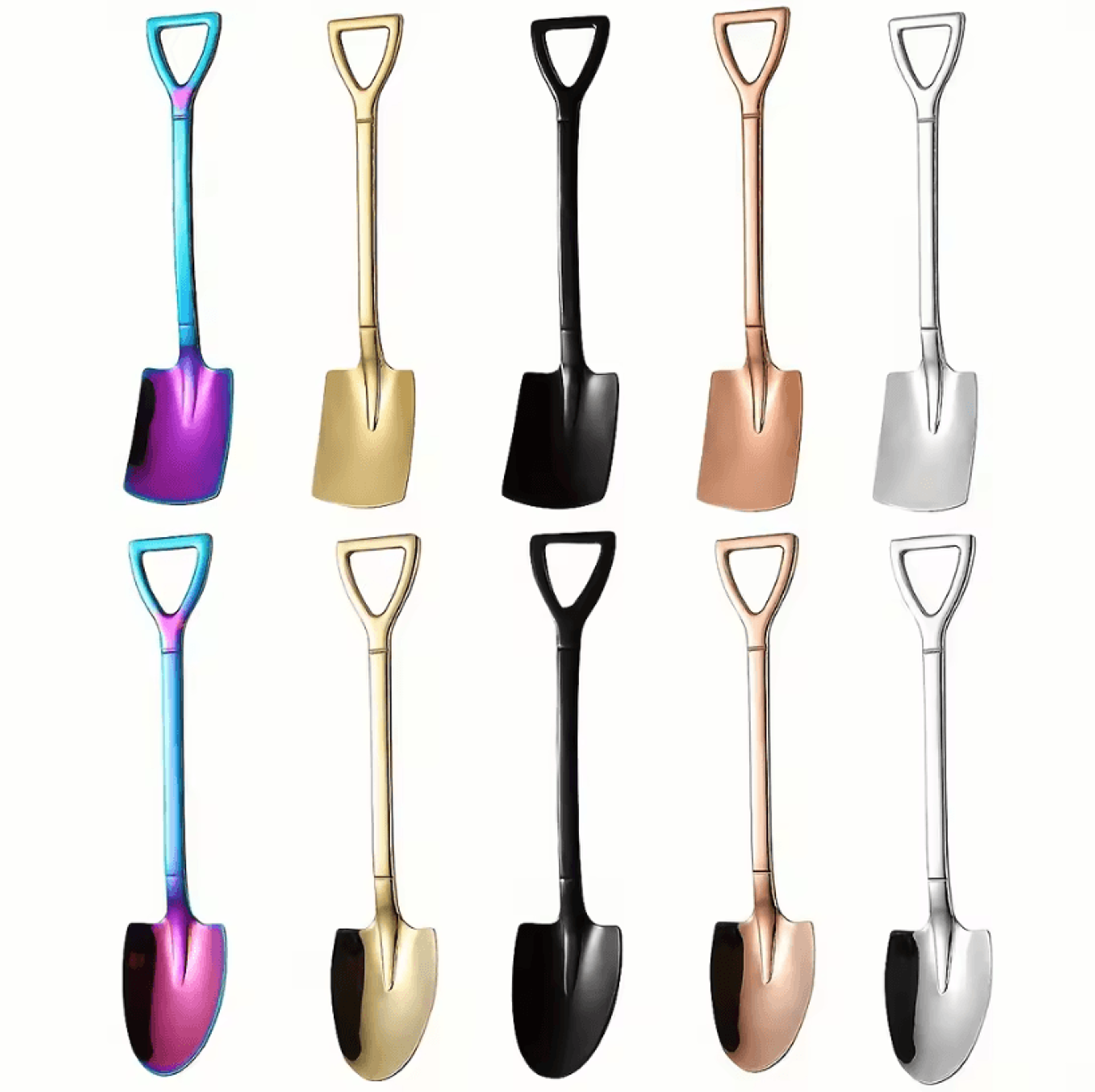10PCS Stainless Steel Shovel Teaspoon Set  Creative Dessert  Coffee Spoon Set For Everyday Use 5