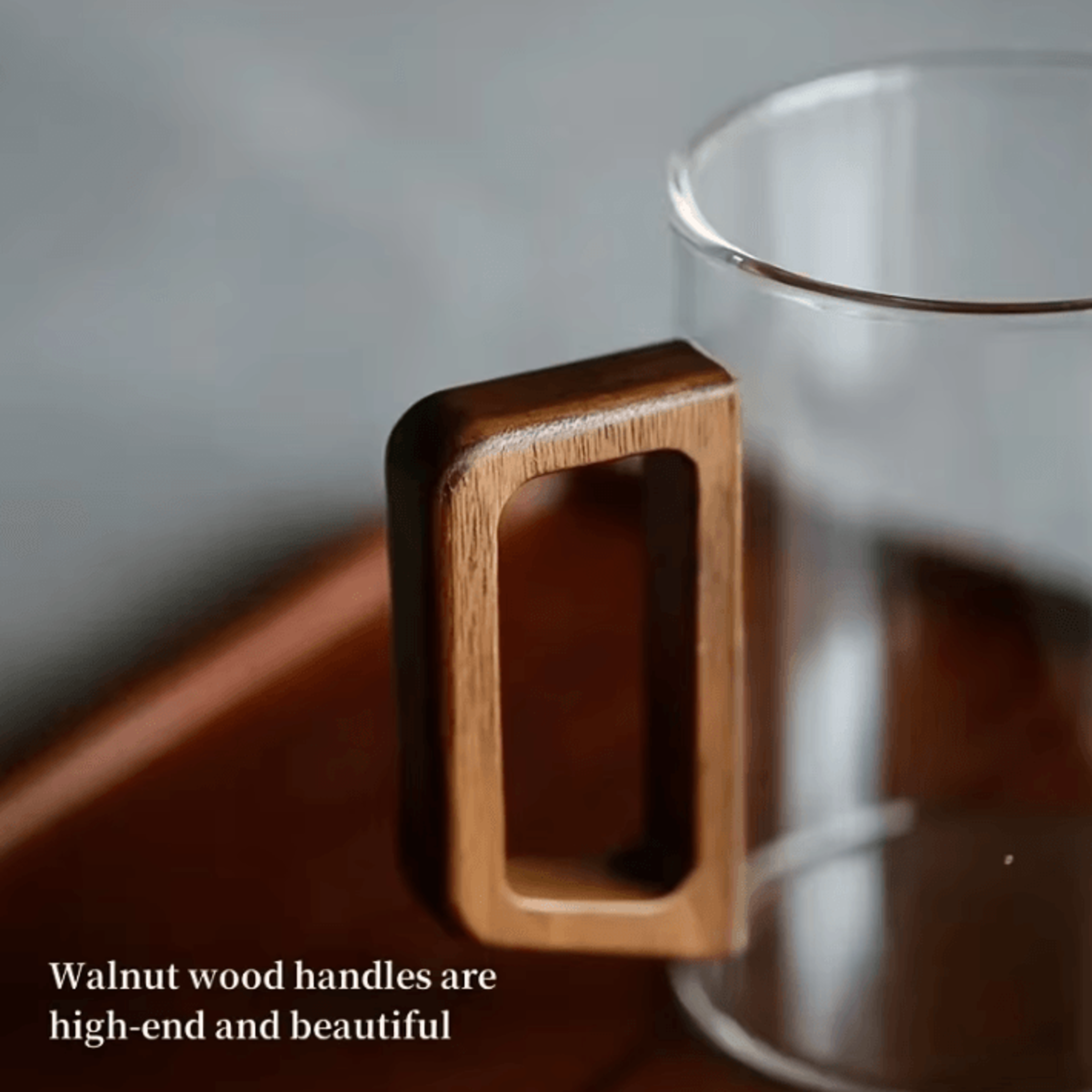 400ml HeatResistant Glass Tea Cup With Walnut Handle  Elegant Coffee  Office Drinking Mug 3