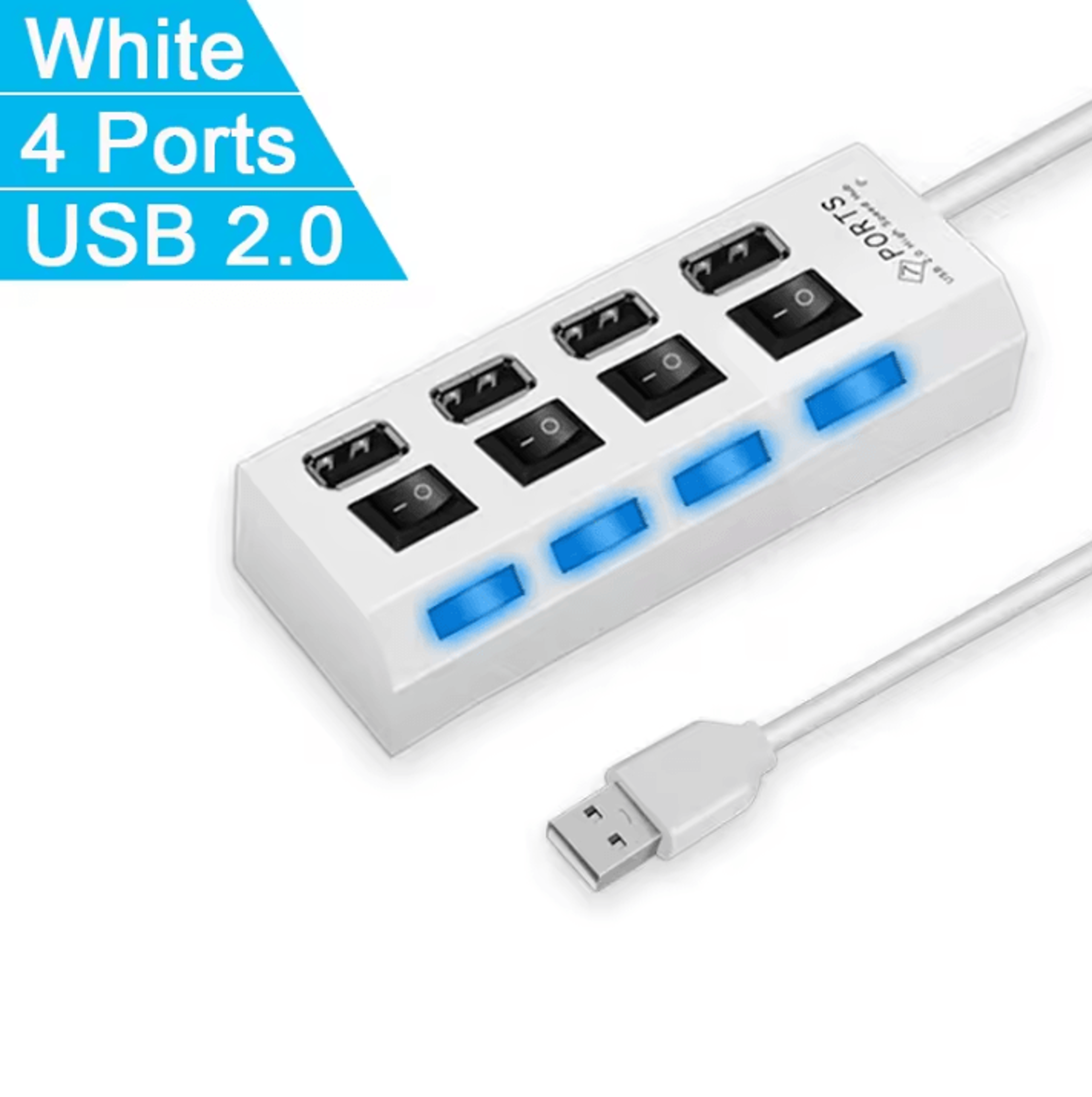 HighSpeed USB 20 Hub Splitter  47 Port Multi USB Expander With LED Switch For PC  Laptop 4