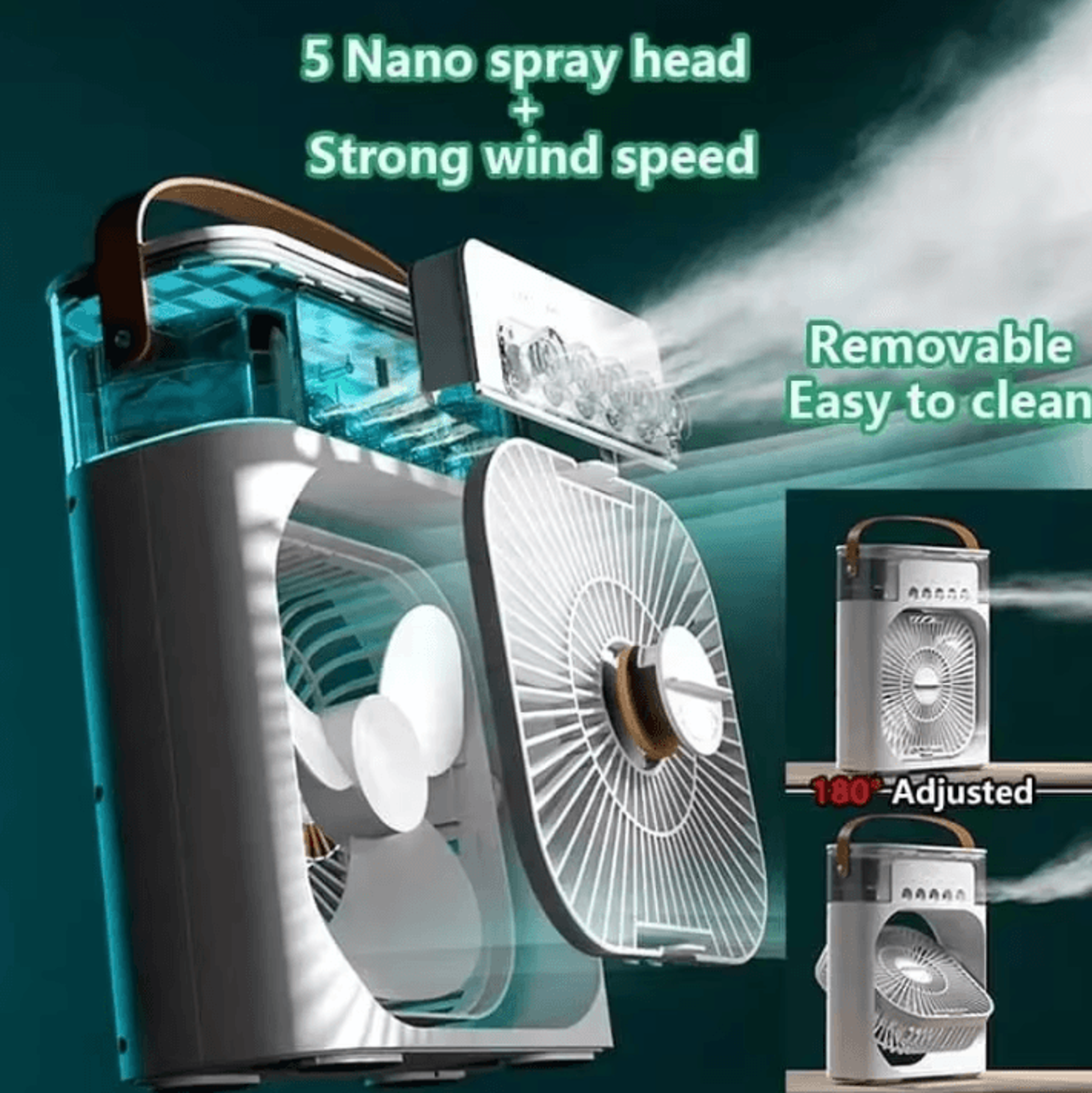 3in1 Portable Air Cooler Fan  Mini Air Conditioner Humidifier  LED Night Light 4