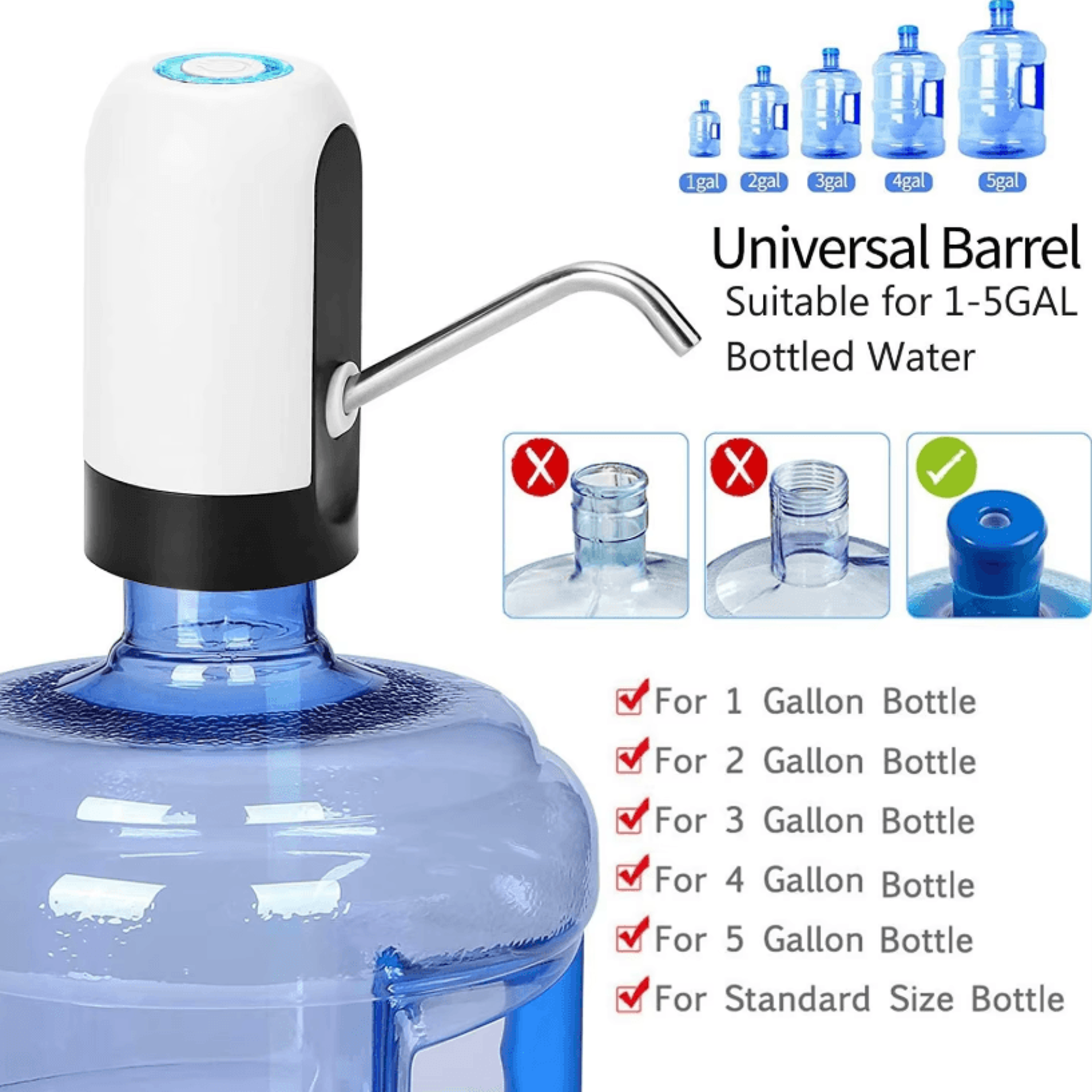 USB Rechargeable Water Bottle Pump  Automatic OneTouch Drinking Dispenser For Home  Office 4