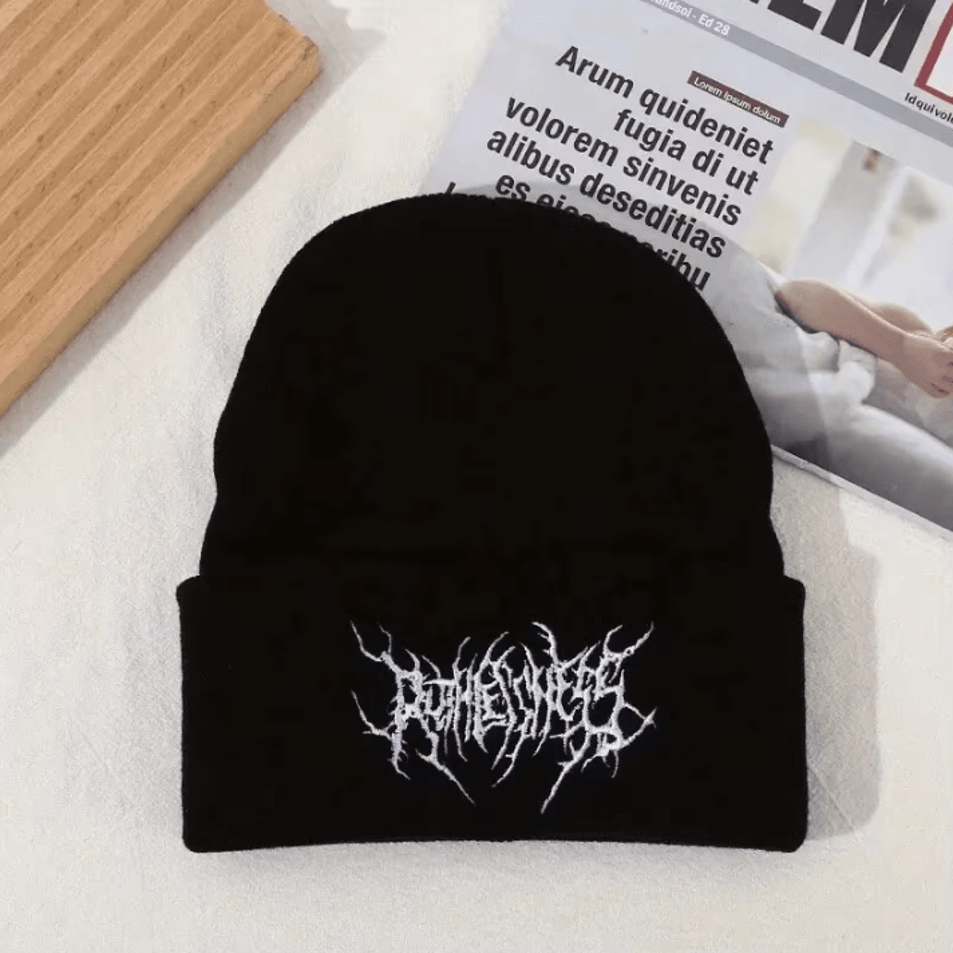 Gothic Knit Beanie Hat Unisex Acrylic Winter Skull Cap Street Style Warm Beanie 1