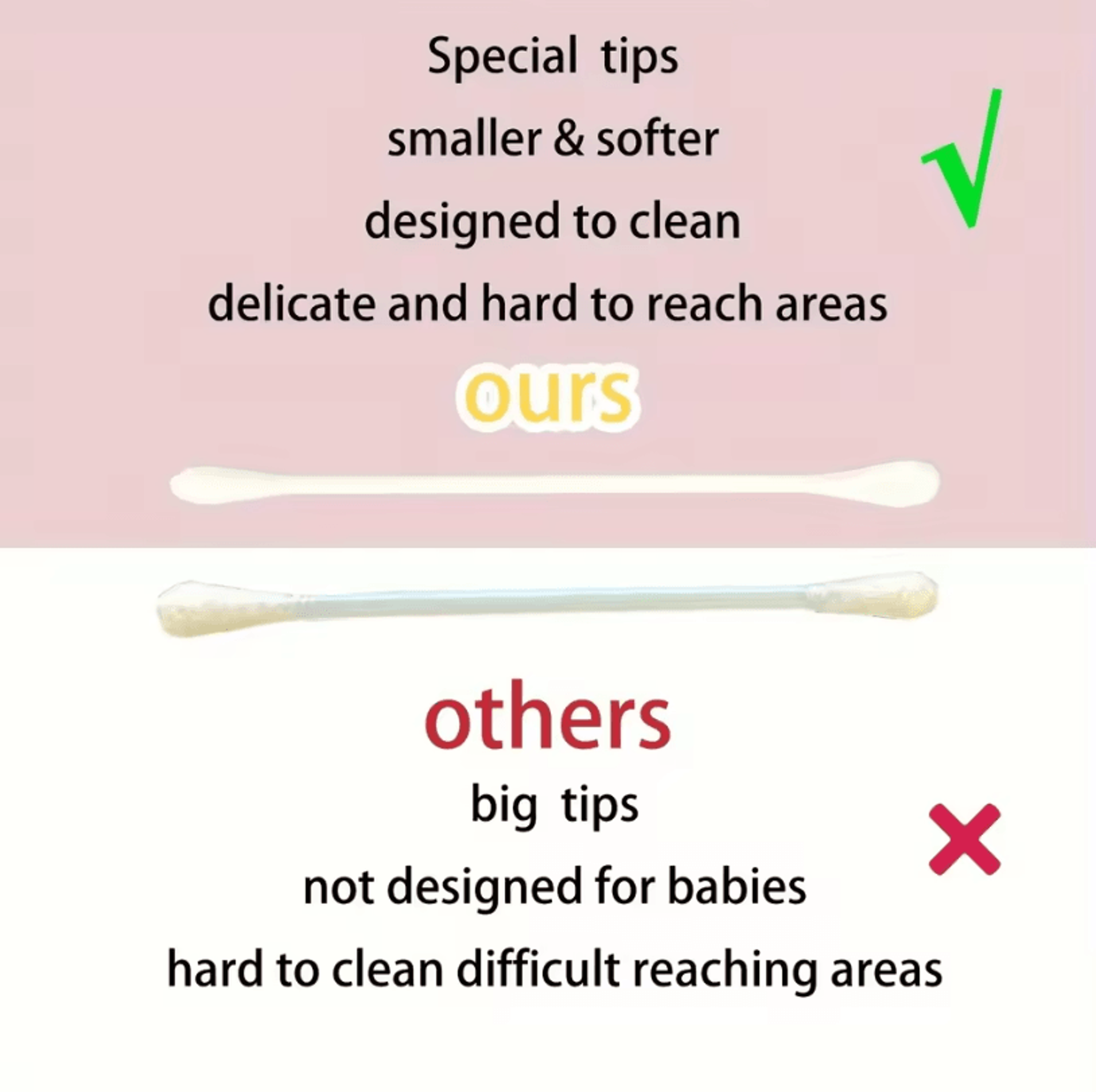 200pcs UltraFine Baby Cotton Swabs For Gentle  Safe Cleaning 5