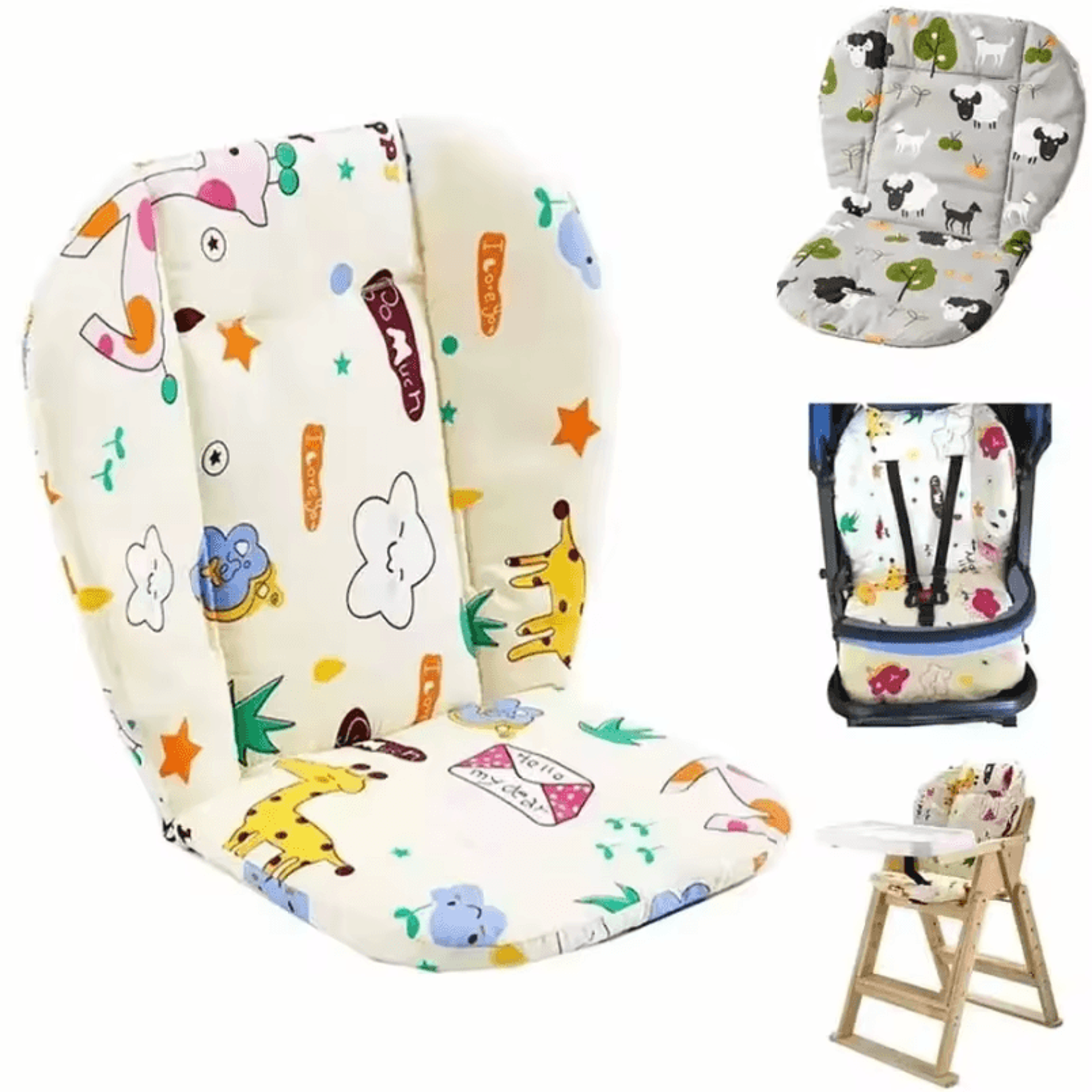 soft cotton baby seat cushion with cute cartoon design for all-day comfort