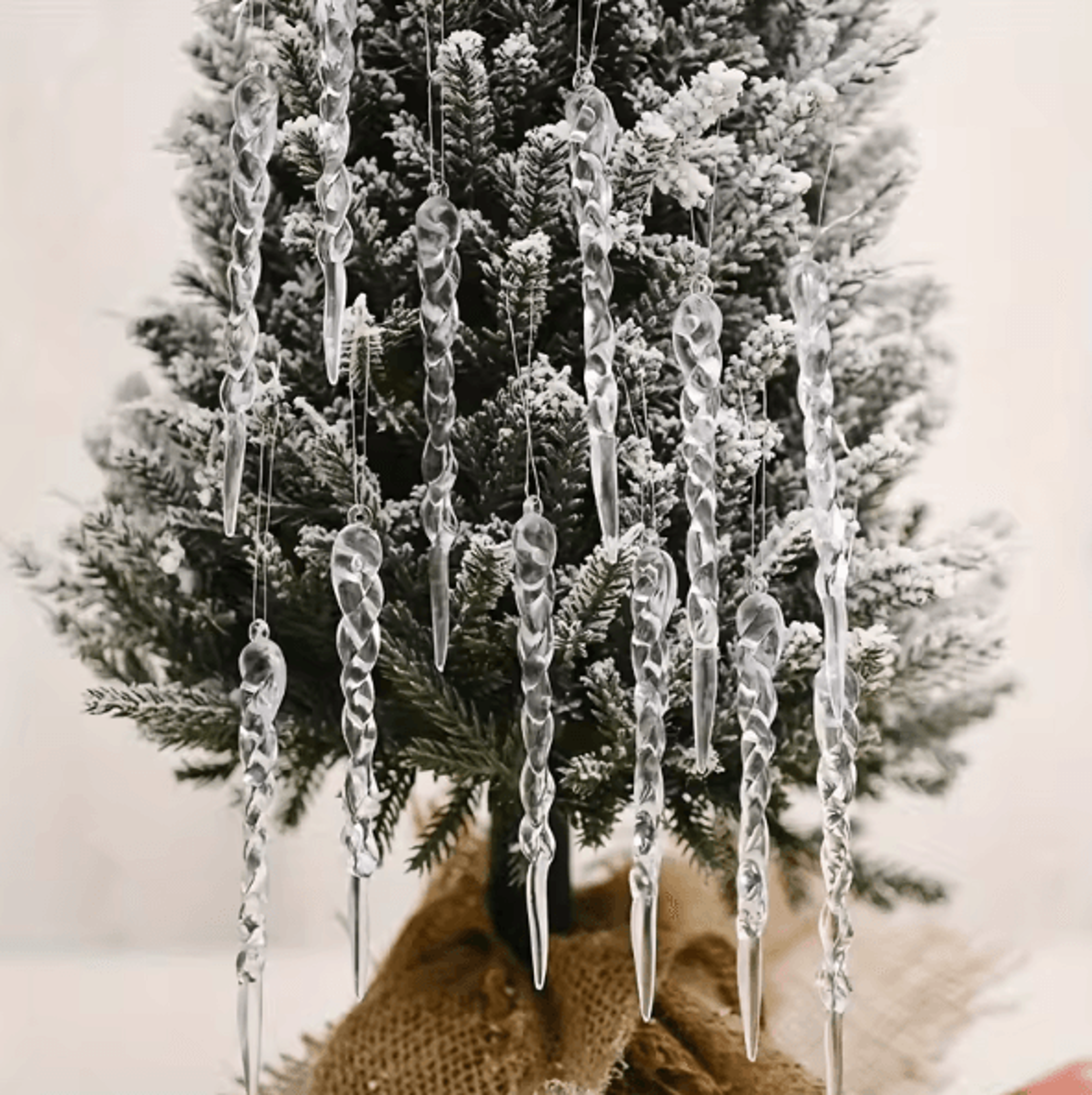 Crystal Clear Icicle Ornaments Set For Elegant Christmas Tree Decor 3