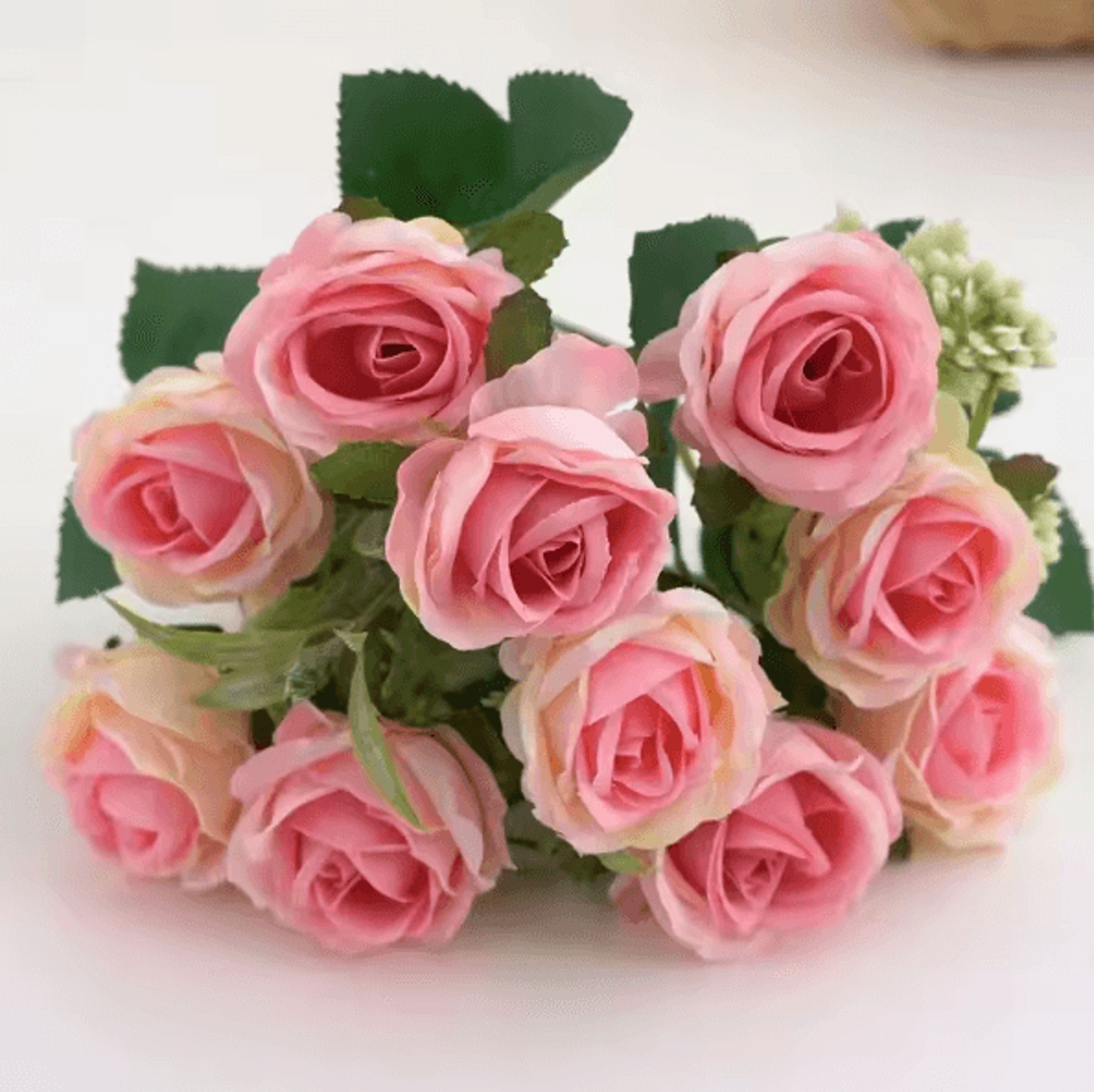 10Head Artificial Rose Bouquet  Realistic Silk Flowers For Elegant Home  Wedding Decor 6