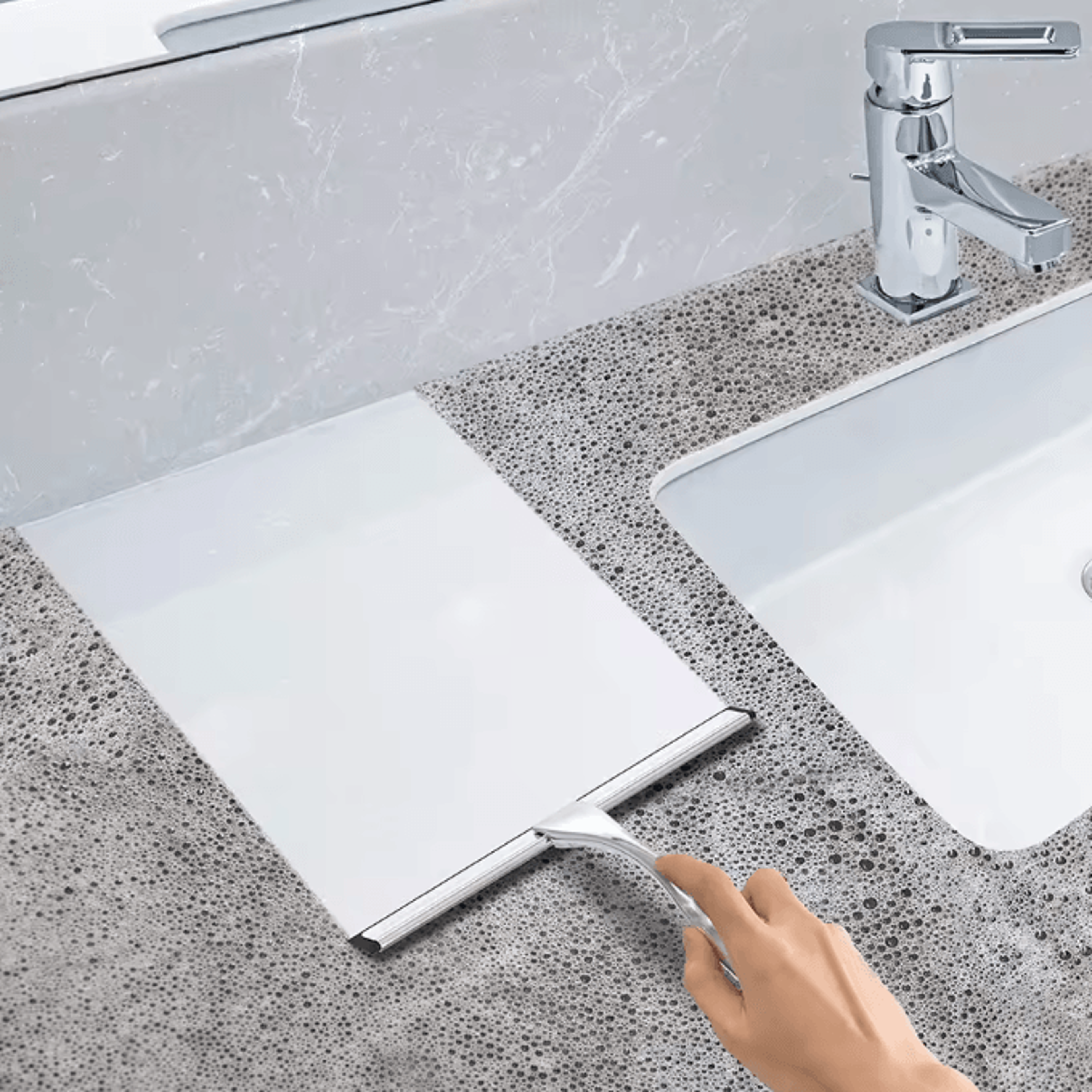 Stainless Steel Shower Squeegee With Hook  StreakFree Glass  Mirror Cleaning Tool 3