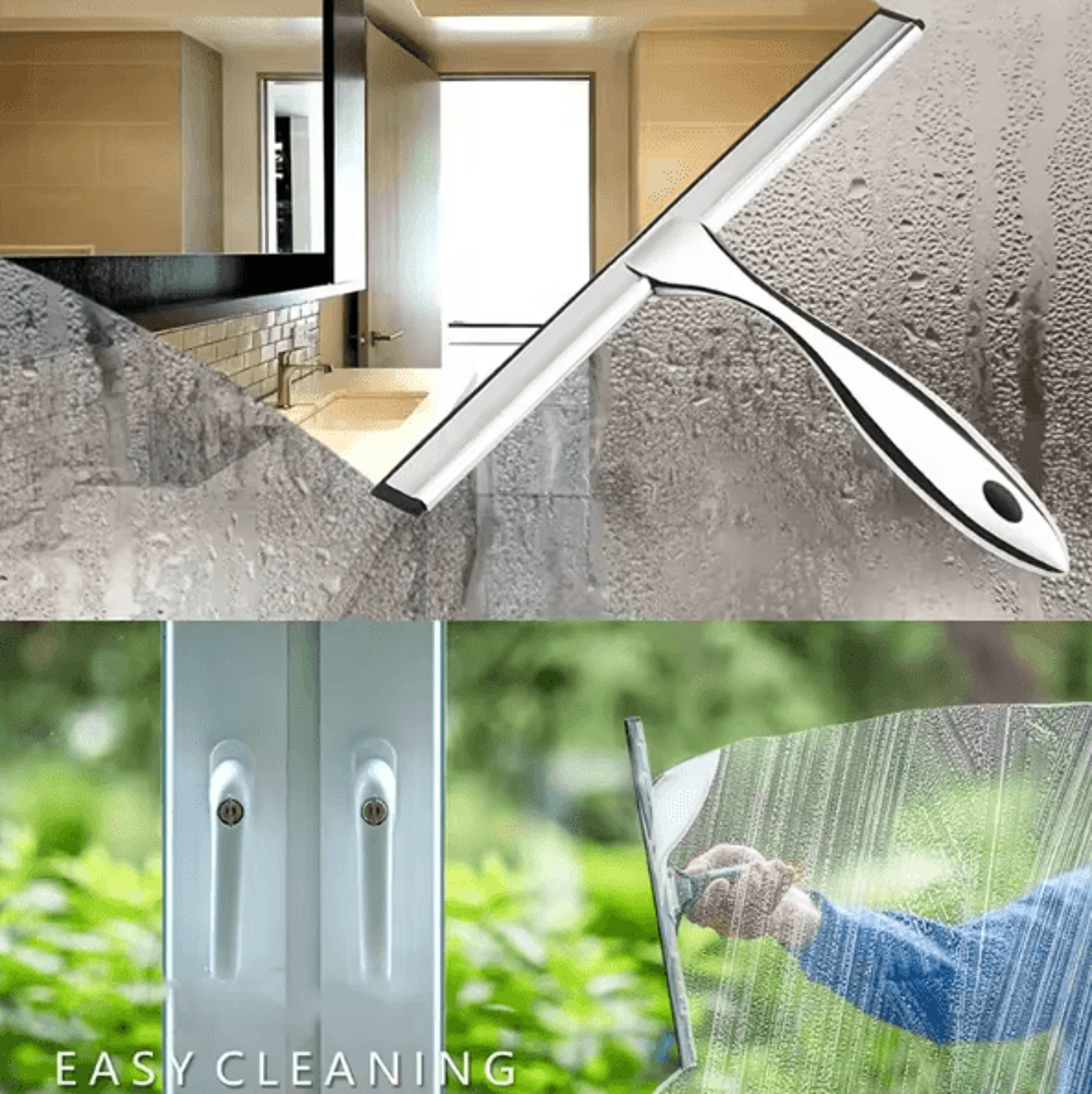 Stainless Steel Shower Squeegee With Hook  StreakFree Glass  Mirror Cleaning Tool 4
