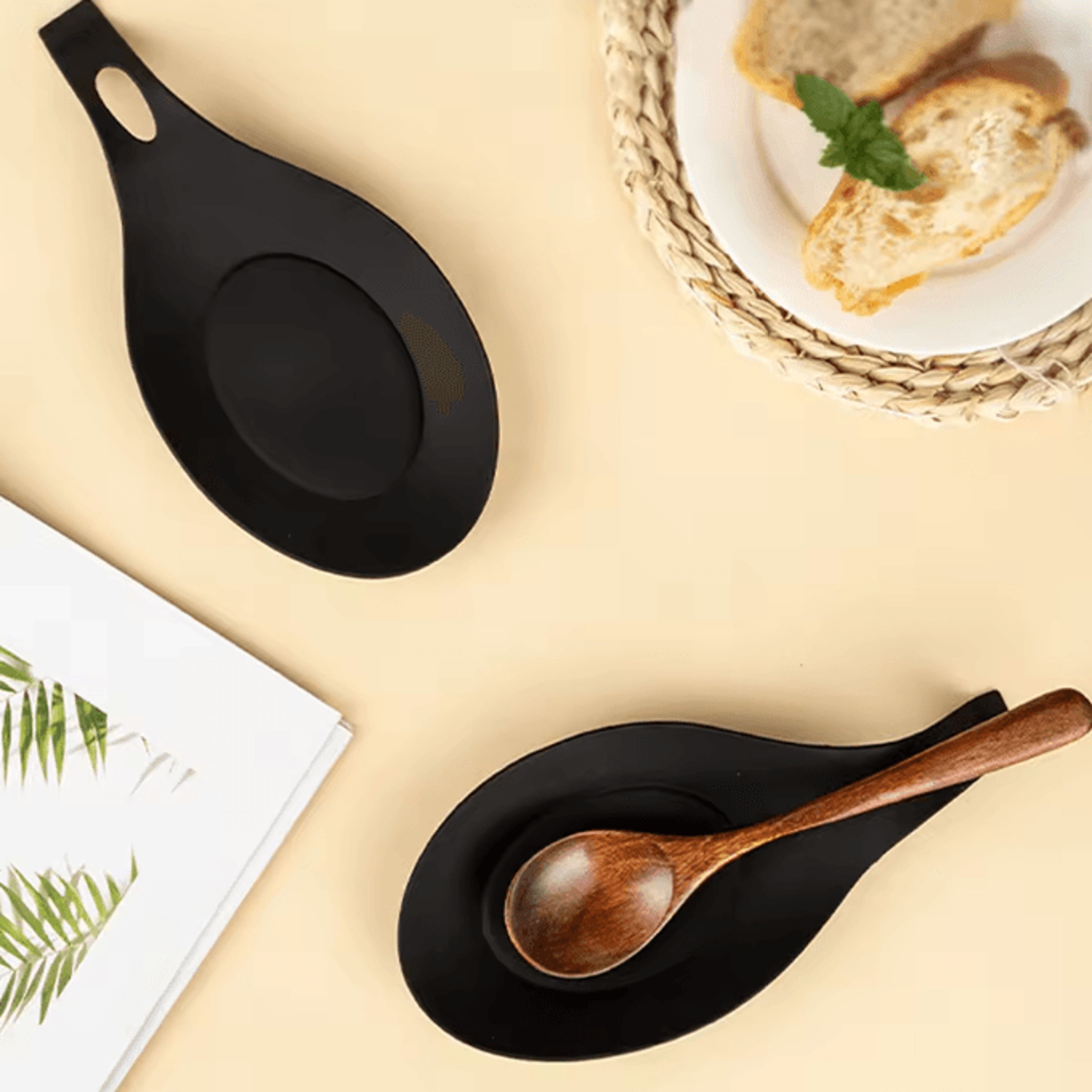 heat-resistant silicone spoon rest – multi-use utensil holder & drip tray