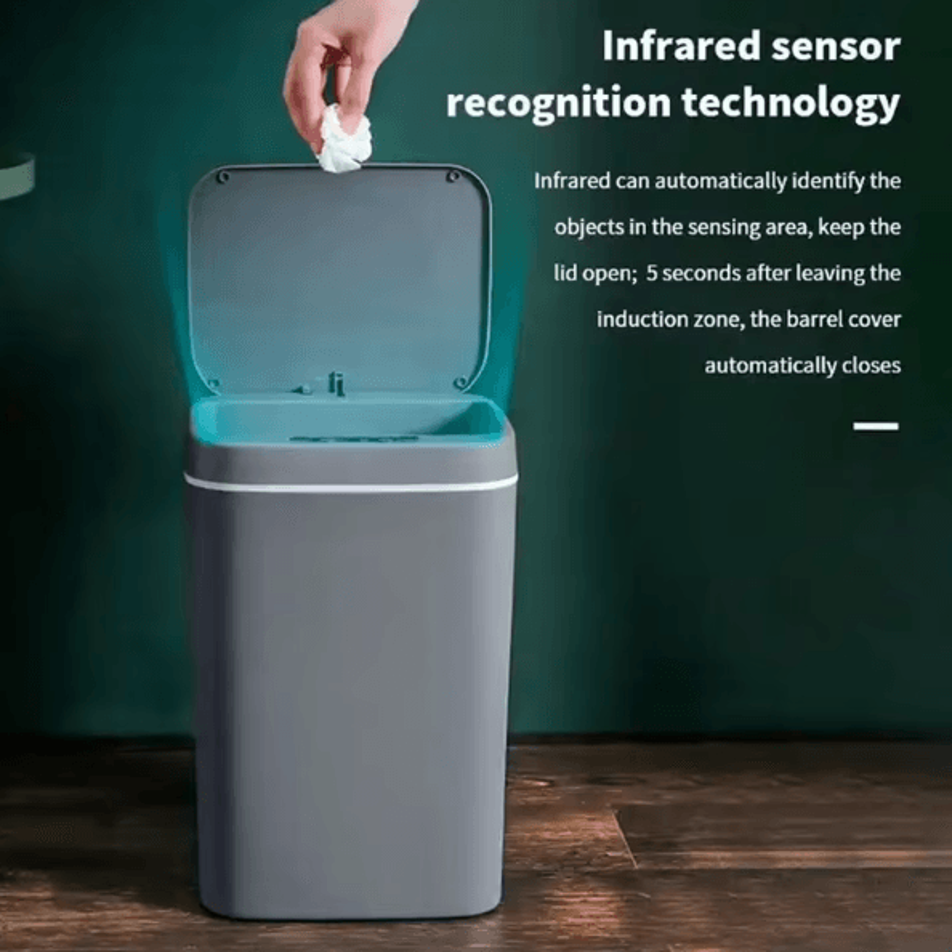 16L Smart Automatic Sensor Trash Can  Touchless Waterproof Kitchen  Bathroom Bin 2