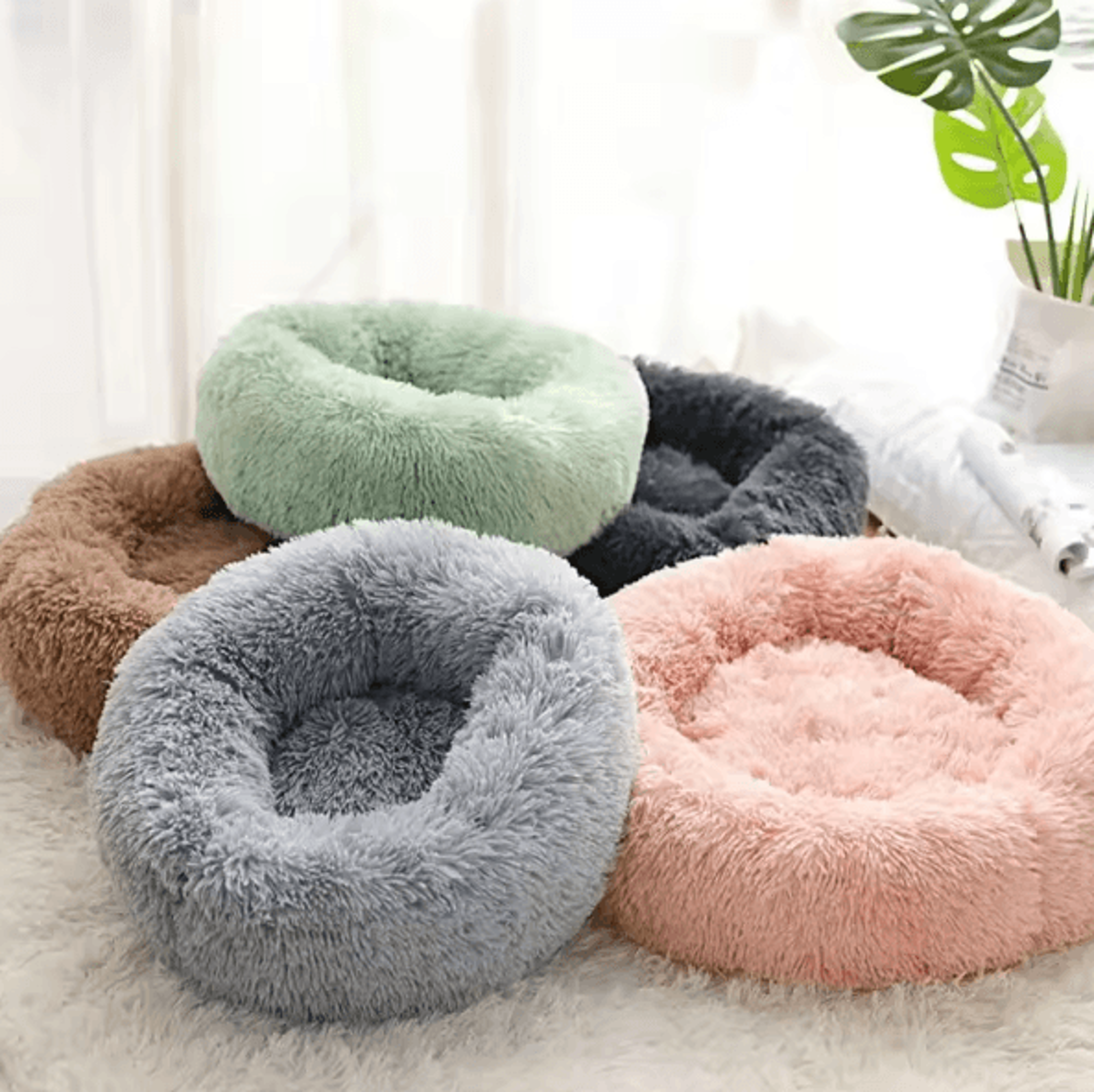 Cozy Plush Round Pet Bed  Warm Washable Cat  Dog Nest Cushion 1