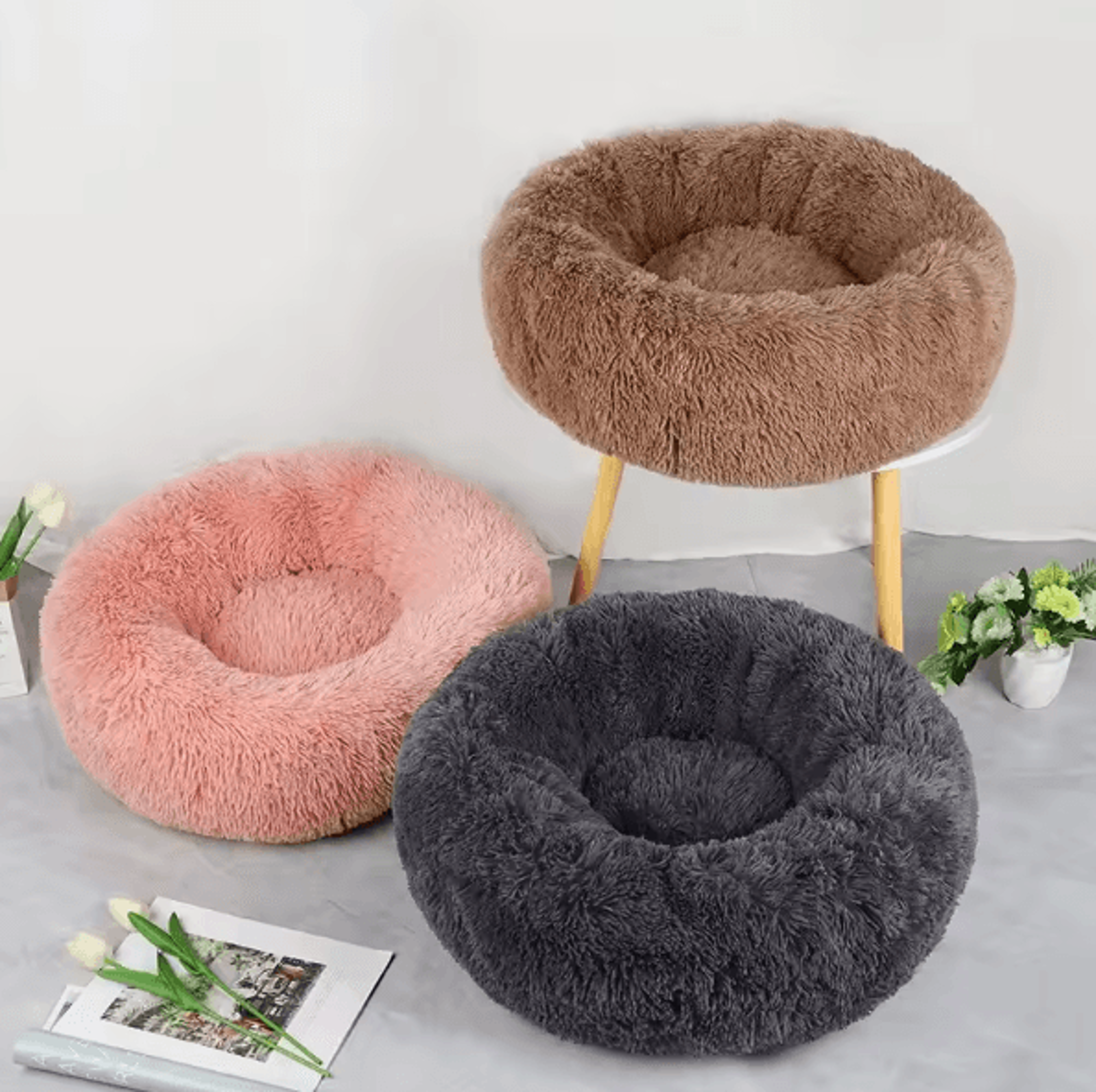 Cozy Plush Round Pet Bed  Warm Washable Cat  Dog Nest Cushion 2