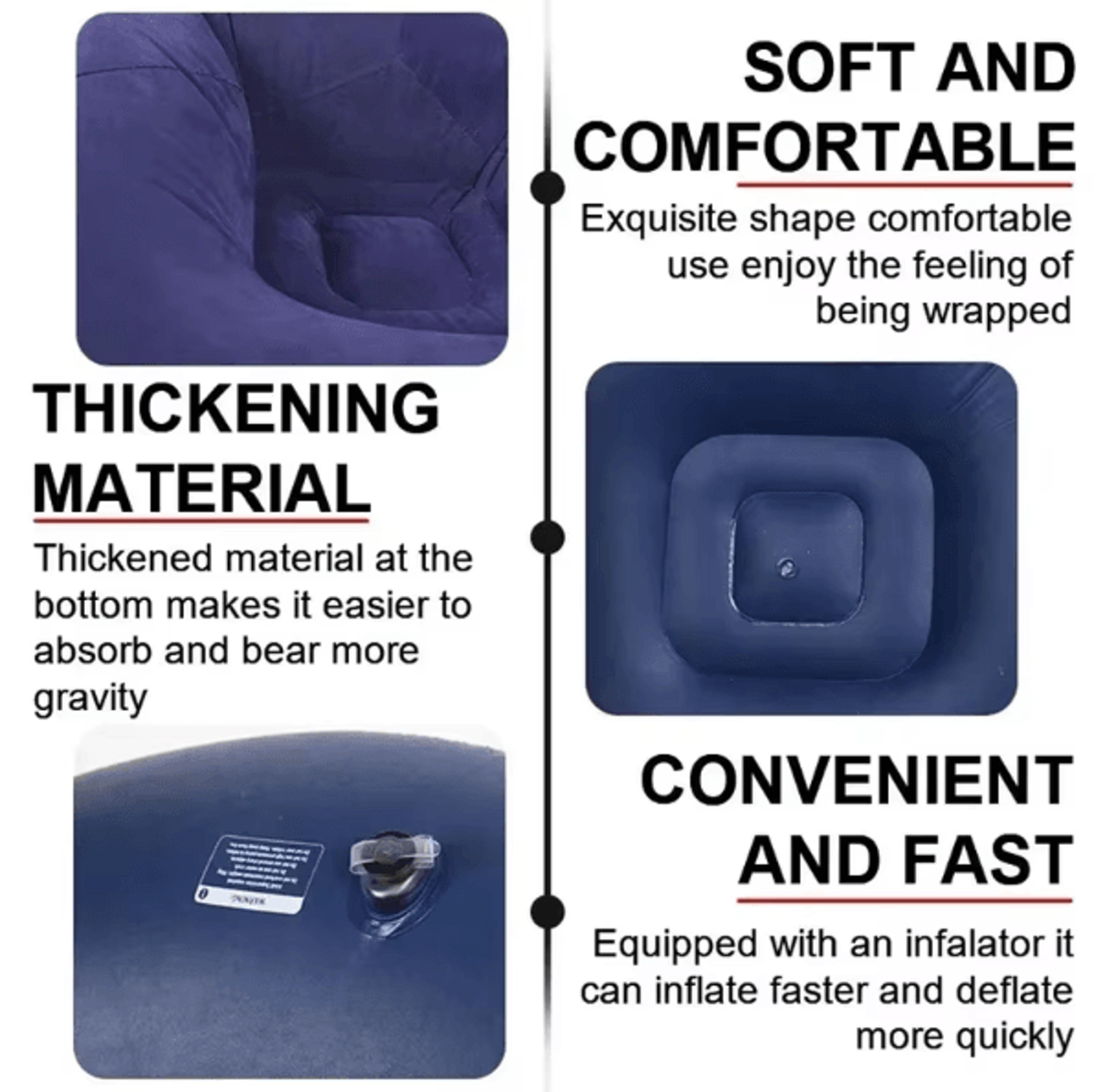 UltraComfort Inflatable Sofa Chair  Portable Lazy Lounger Air Bean Bag Couch 3