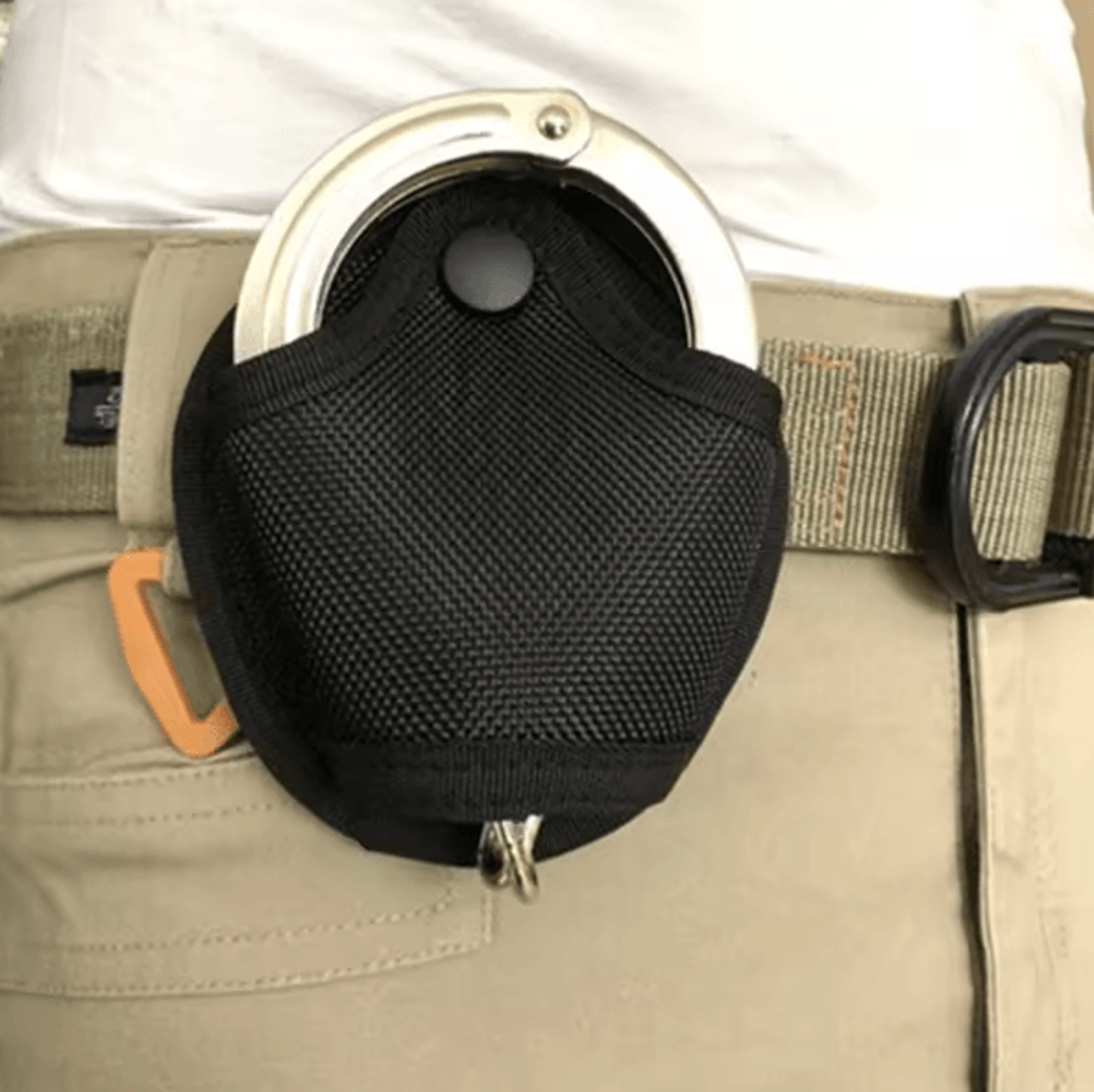 universal tactical handcuff pouch – nylon quick-release belt holder case