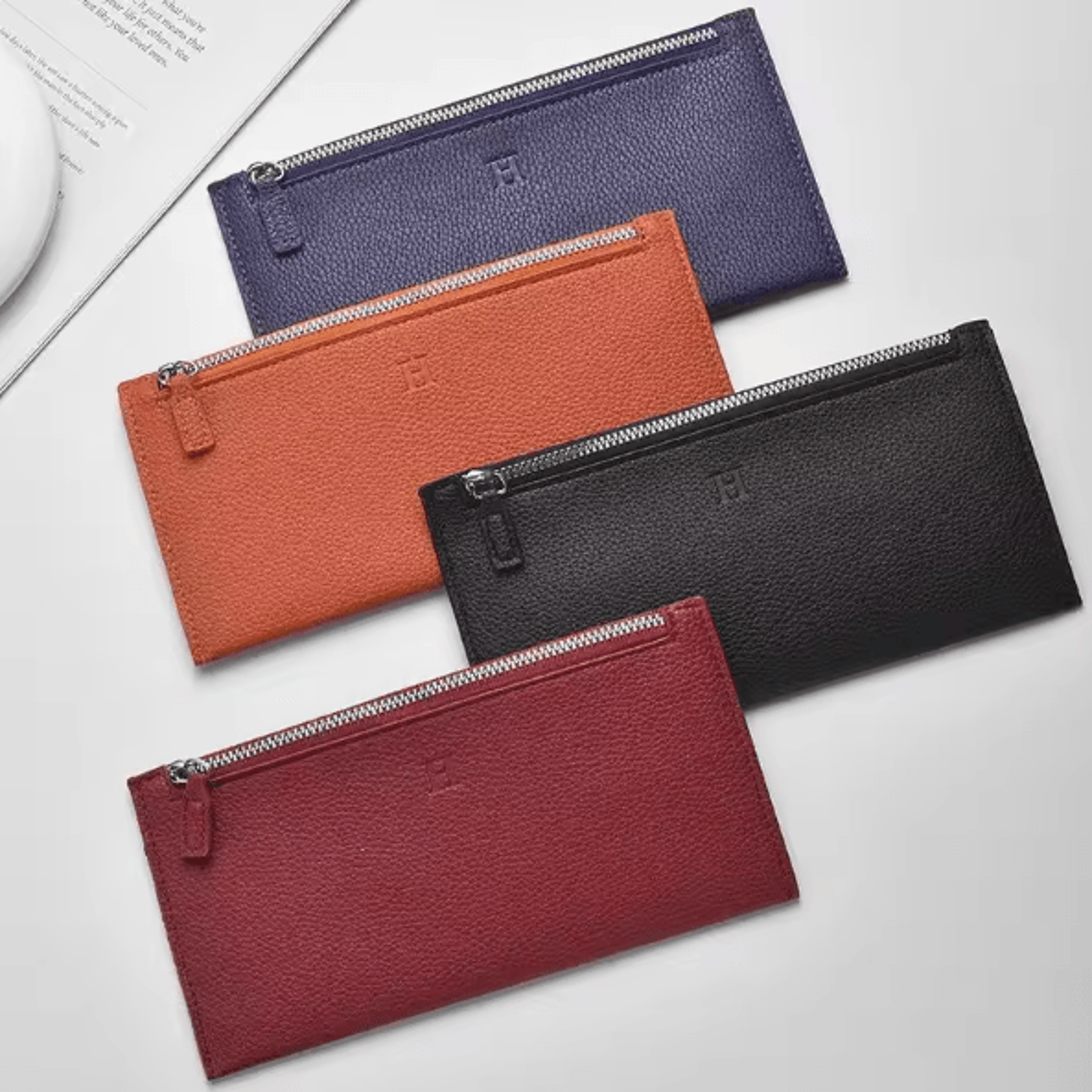 luxeslim women leather long wallet zipper phone holder ultra-thin clutch purse large capacity organizer