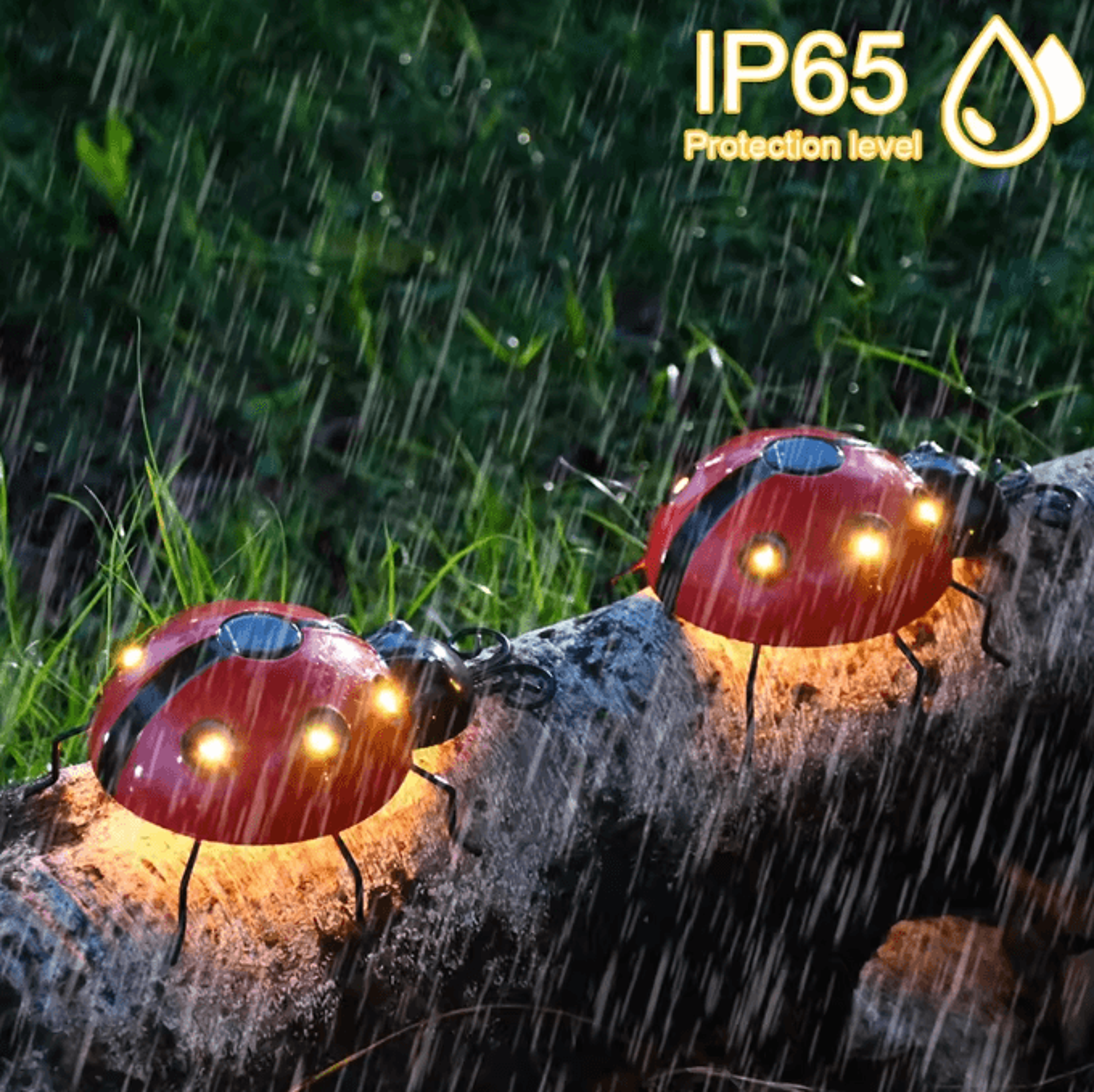 glowbug solar ladybug hanging light waterproof metal garden decor outdoor led porch backyard ornament
