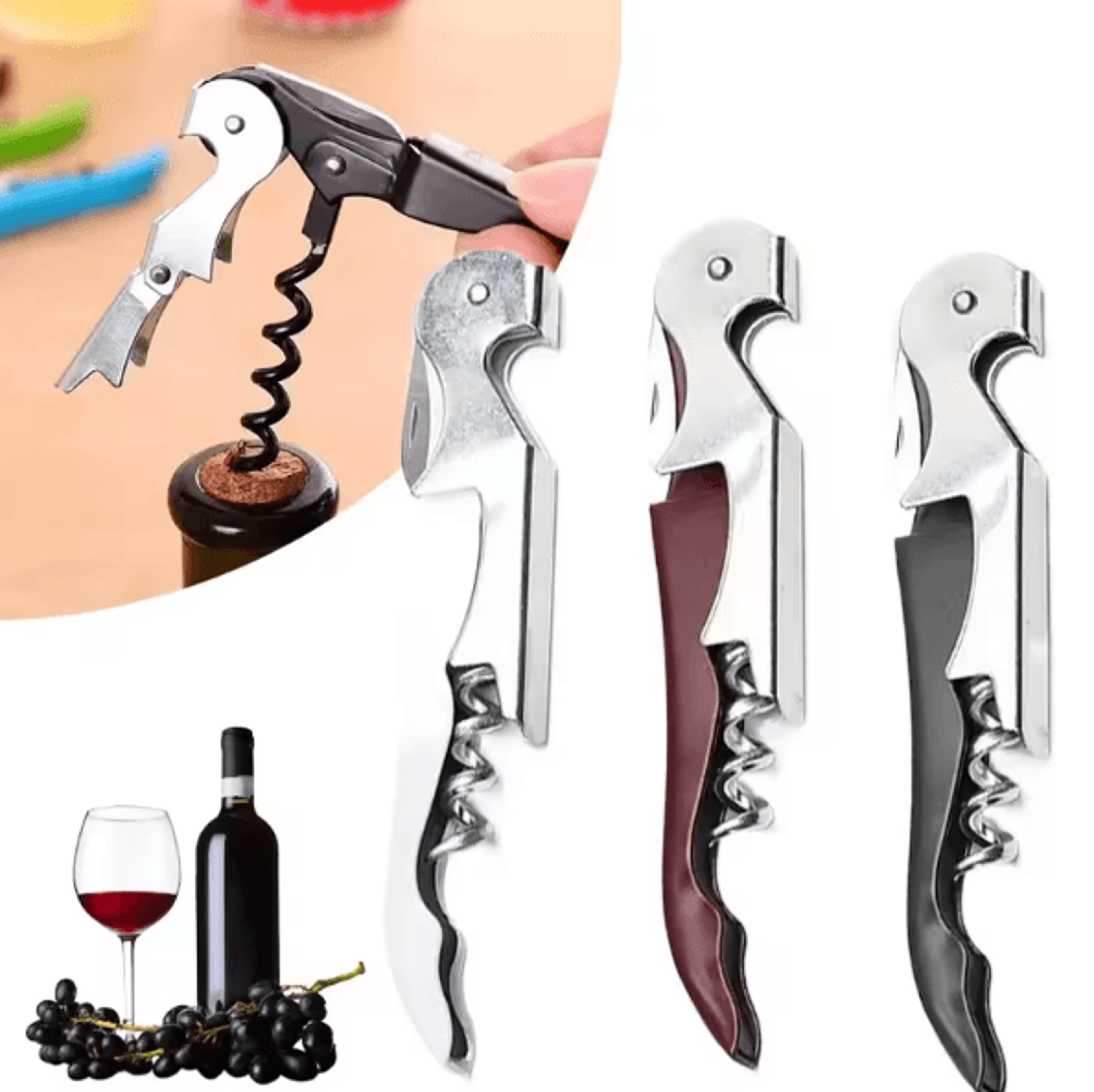 vinoease 3-in-1 multi-function wine & beer bottle opener with corkscrew & foil cutter portable