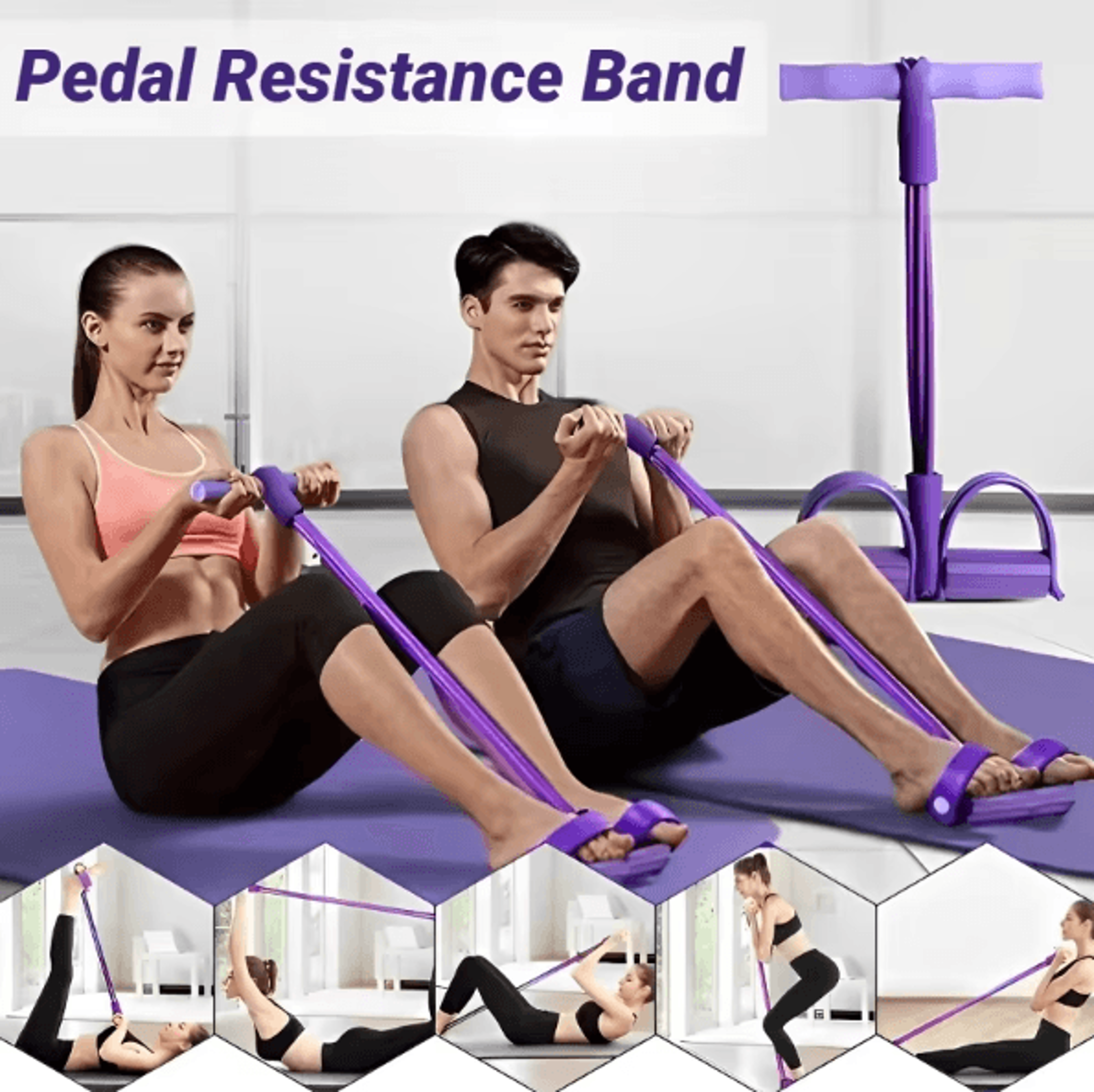 FlexCore 4Tube Pedal Resistance Band Multifunction Yoga Tension Rope For Full Body Home Workout Tra 1