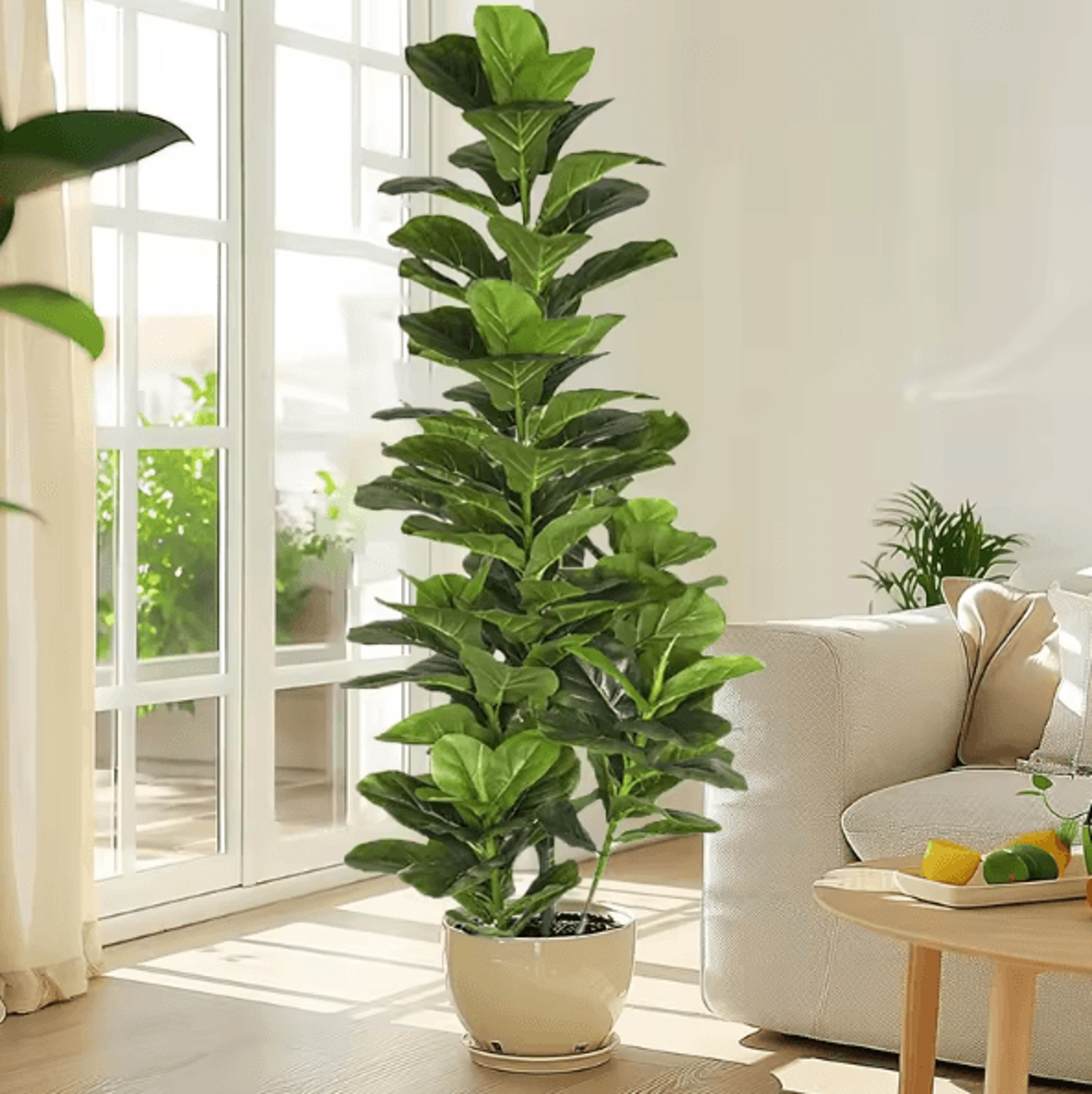 Artificial Fiddle Leaf Fig Tree  Large Faux Ficus Lyrata Plant For Modern Home  Office Decor 1