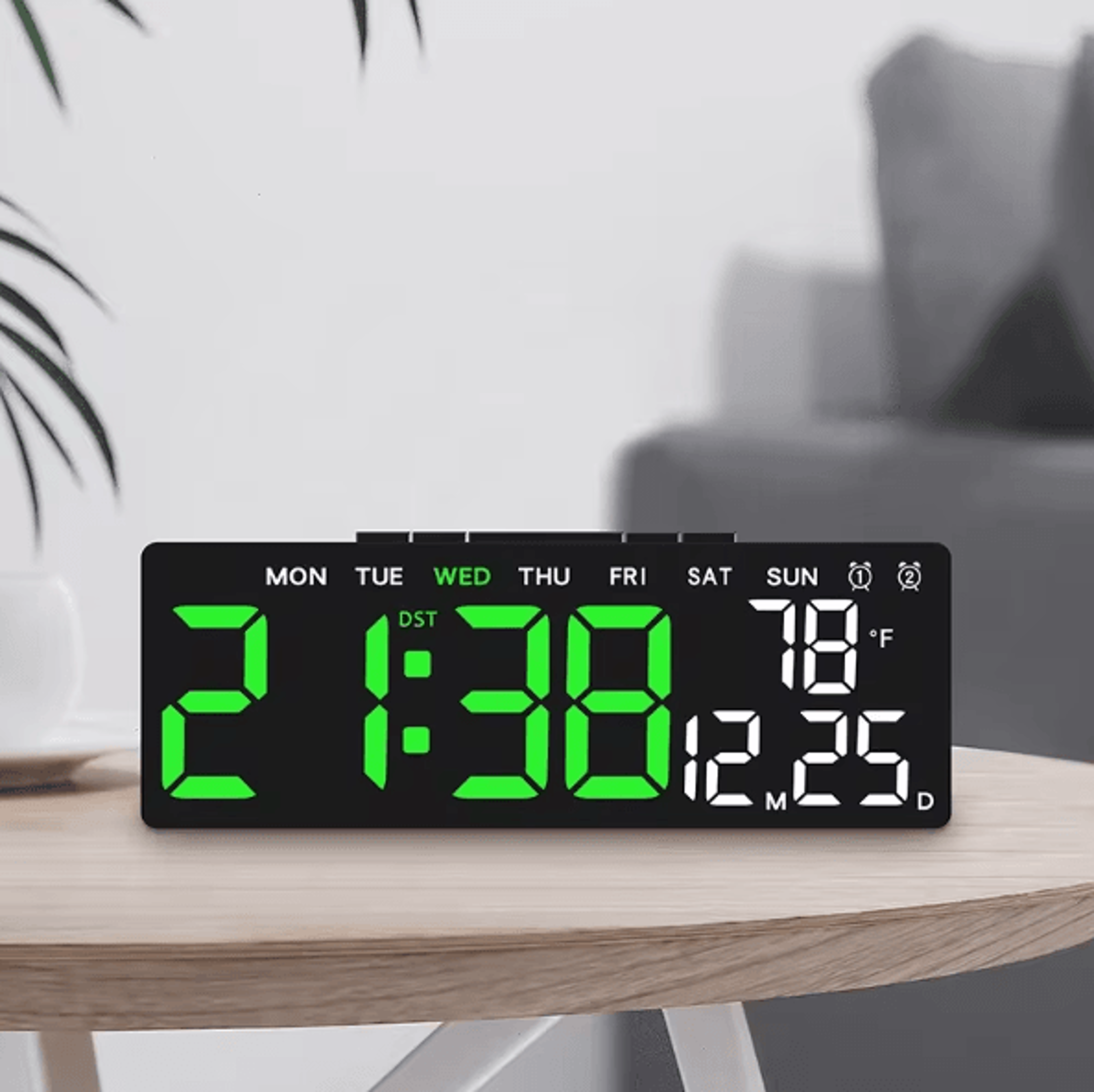 usb led digital alarm clock with temperature & dual alarm – modern desk clock with auto dimming & snooze (12/24h display