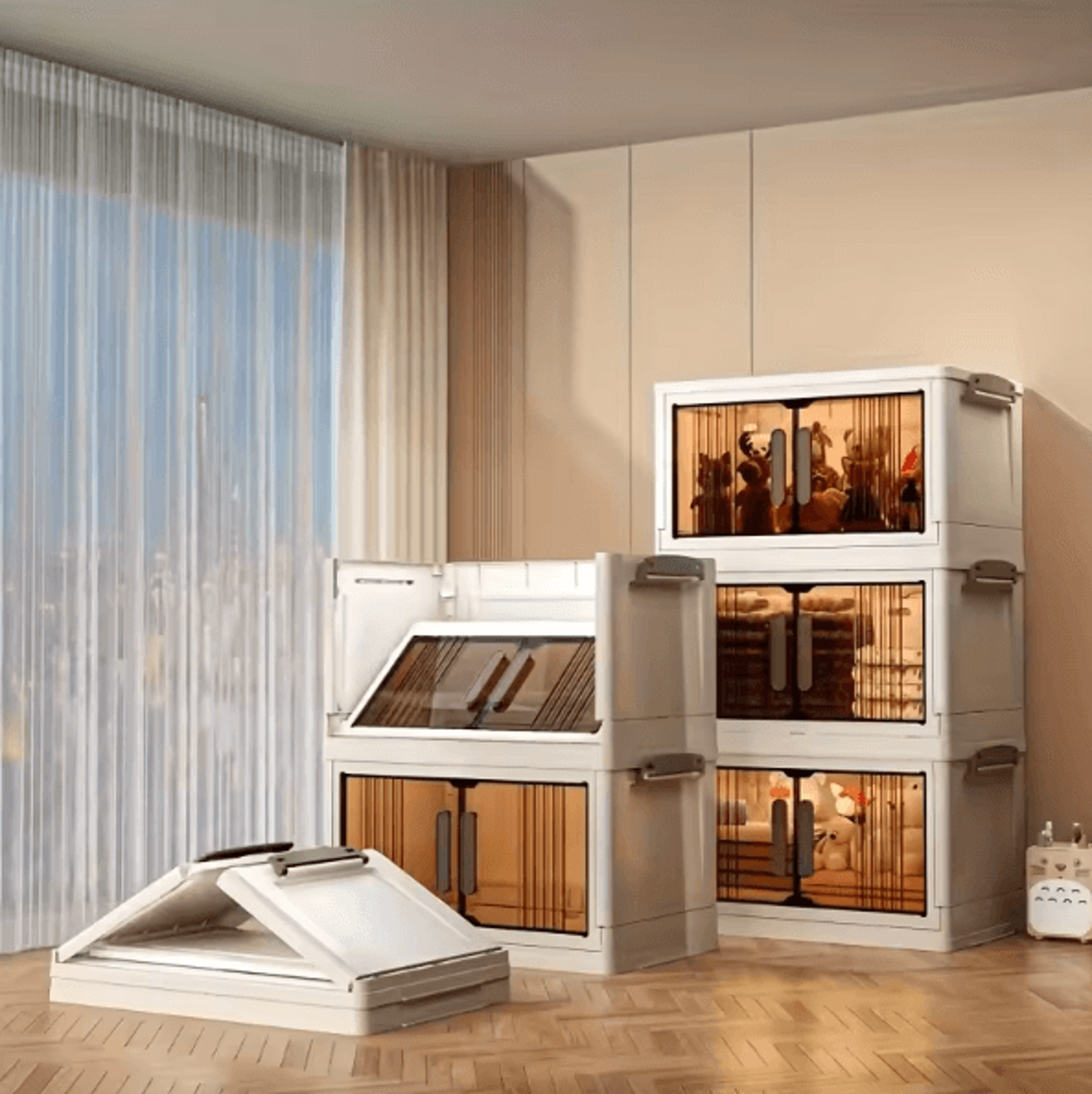 45Tier Foldable Storage Cabinet With Wheels  HeavyDuty Stackable Organizer For Home  Wardrobe 1