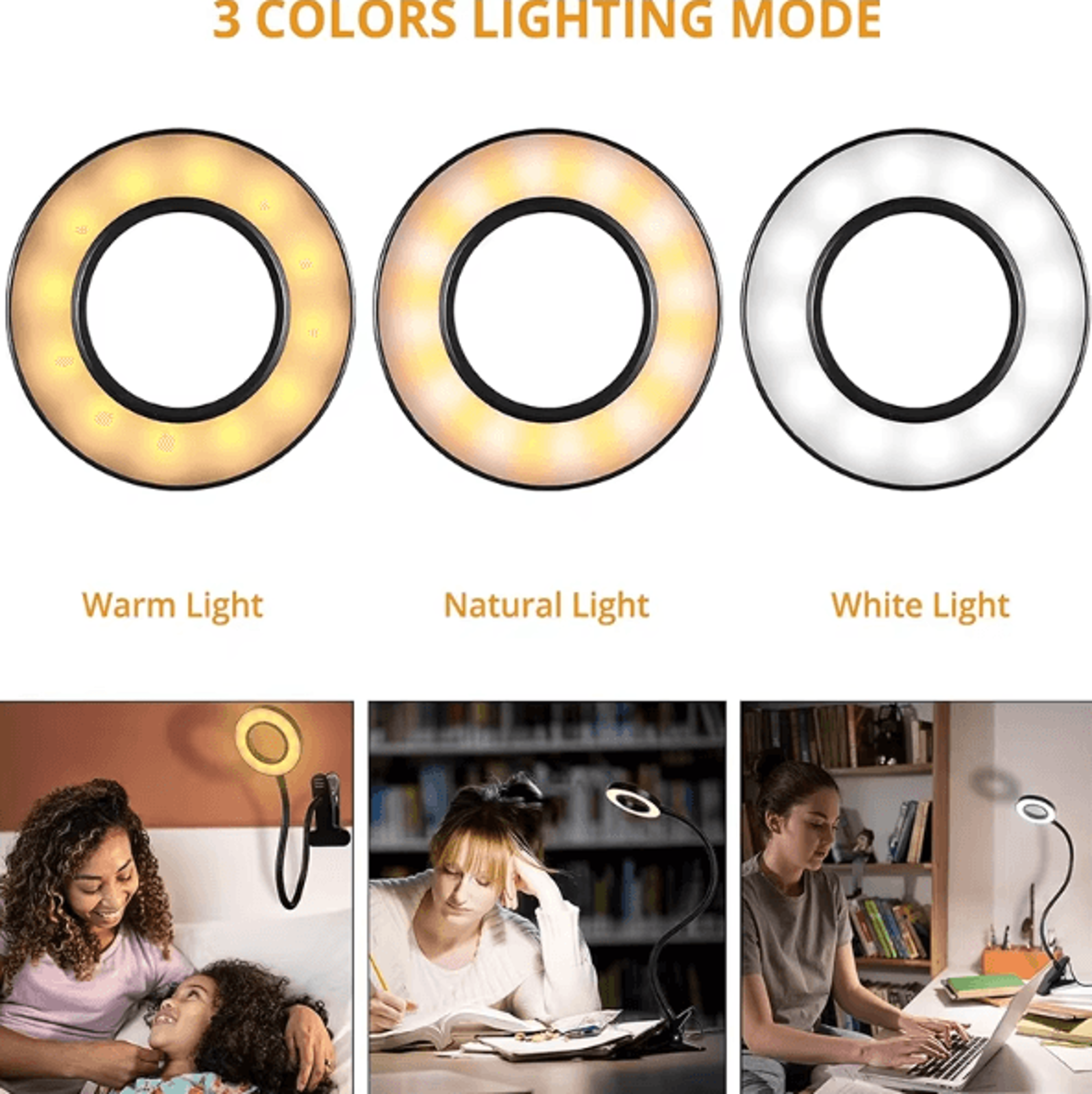 USB Clamp Desk Lamp LED Reading Light With 3 Modes 10 Brightness Levels Flexible Gooseneck Clip Lam 2