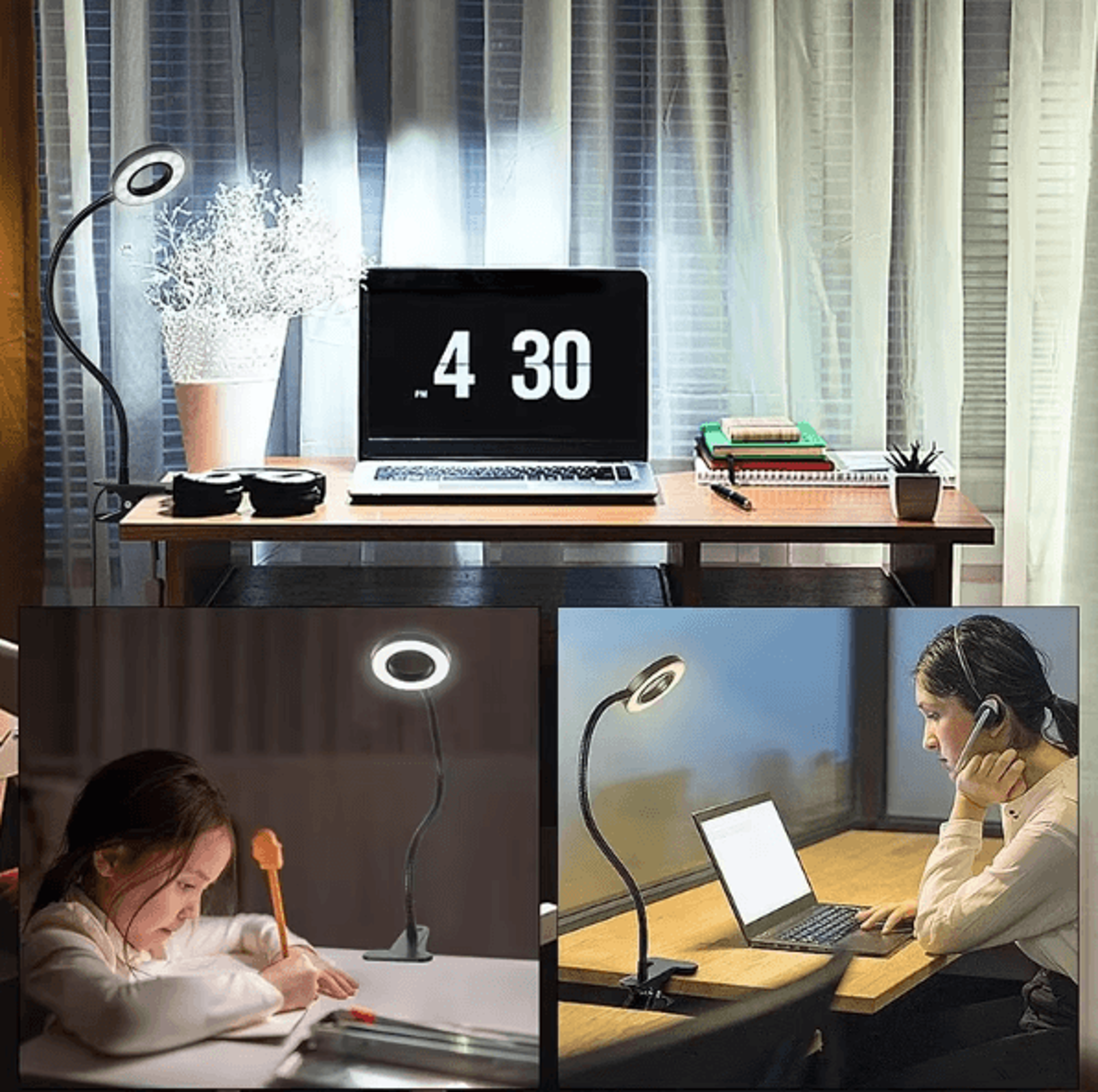 USB Clamp Desk Lamp LED Reading Light With 3 Modes 10 Brightness Levels Flexible Gooseneck Clip Lam 4