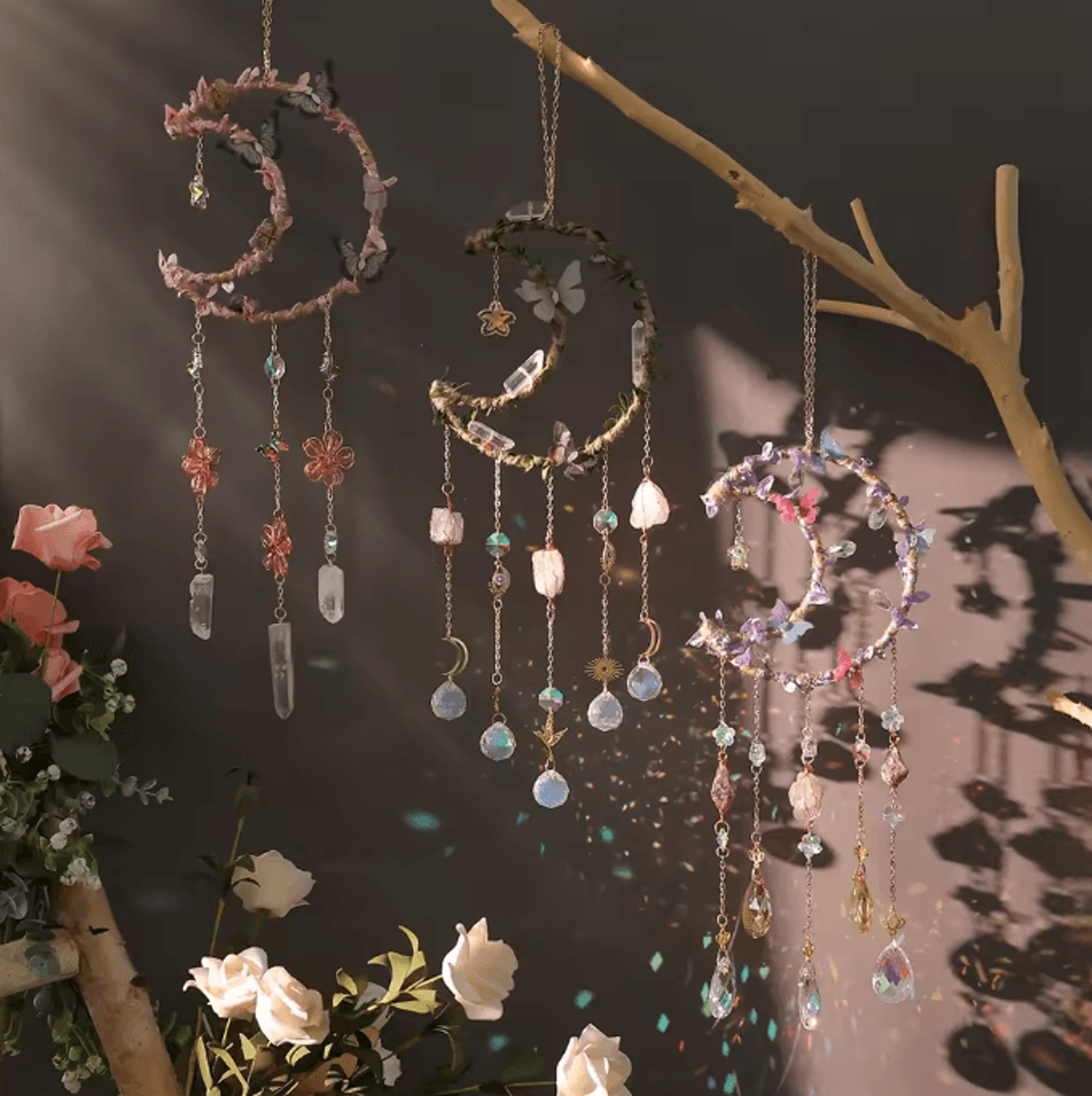crystal suncatcher wind chime dream catcher prism rainbow light catcher hanging decor for home bedroom