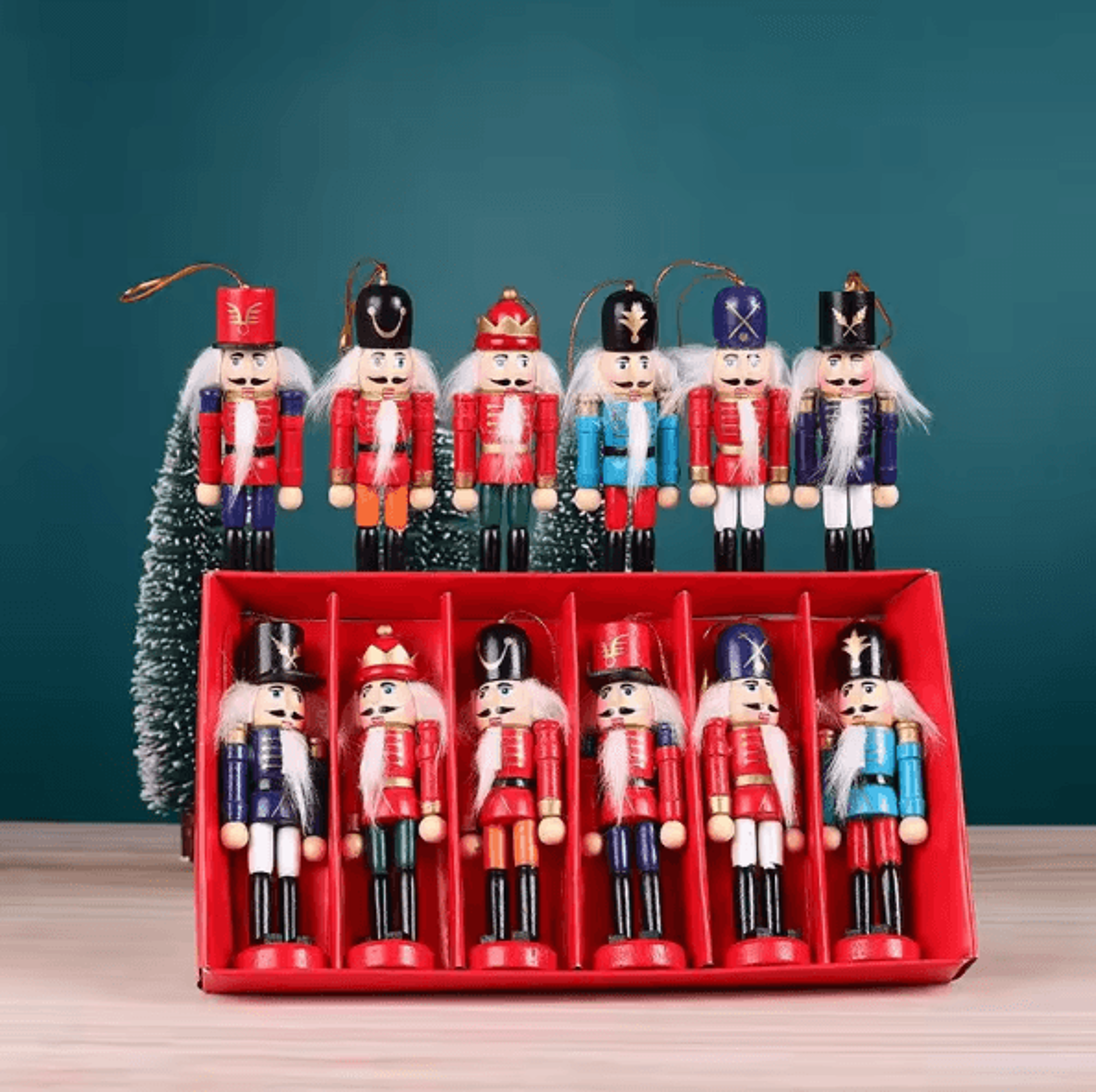 mini nutcracker ornaments set cartoon soldier figurines christmas desktop decor holiday gift