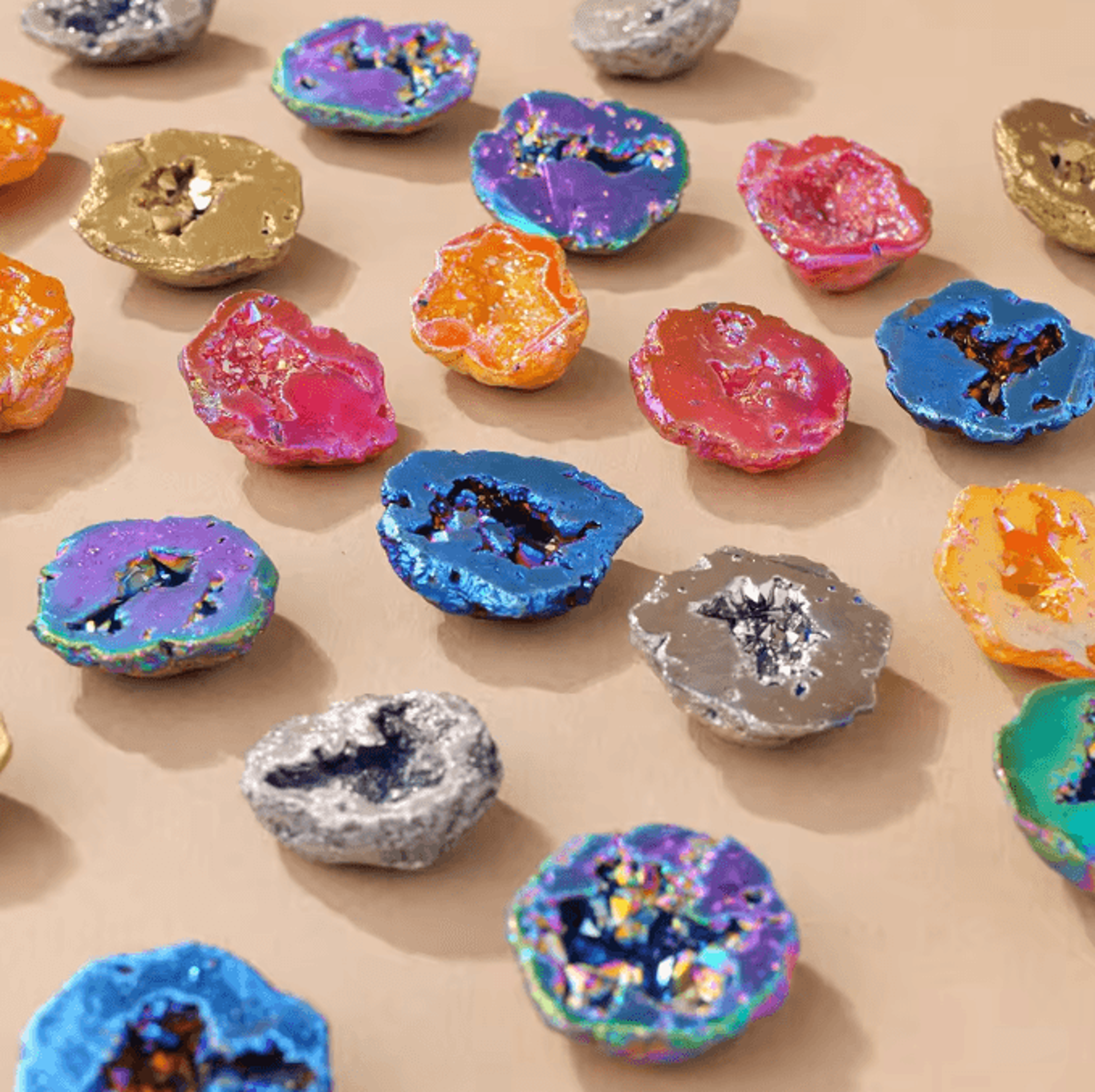 9Piece Colorful Agate Geode Crystal Set Electroplated Quartz Feng Shui Decor For Home Office Stylin 3