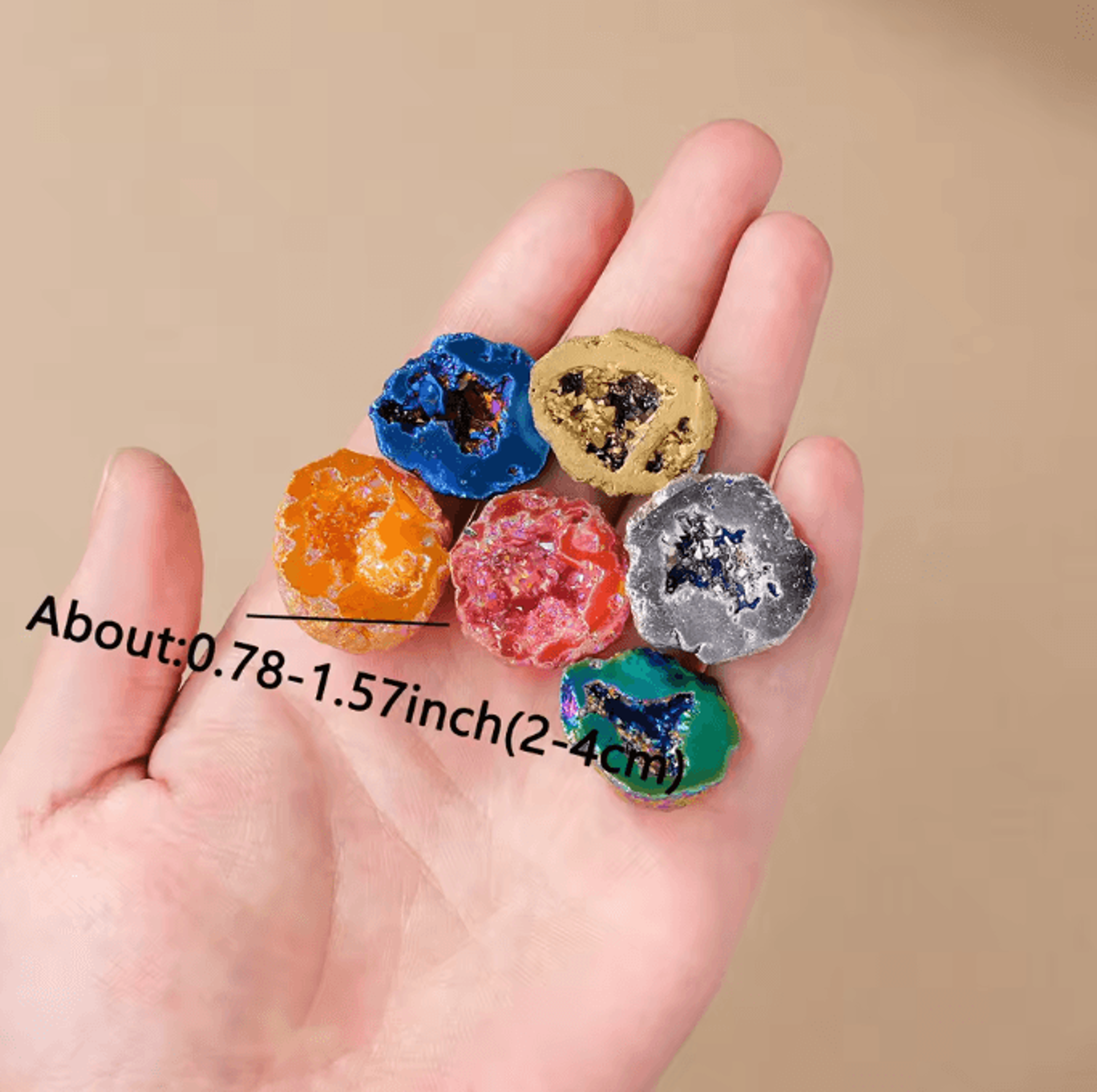 9Piece Colorful Agate Geode Crystal Set Electroplated Quartz Feng Shui Decor For Home Office Stylin 5
