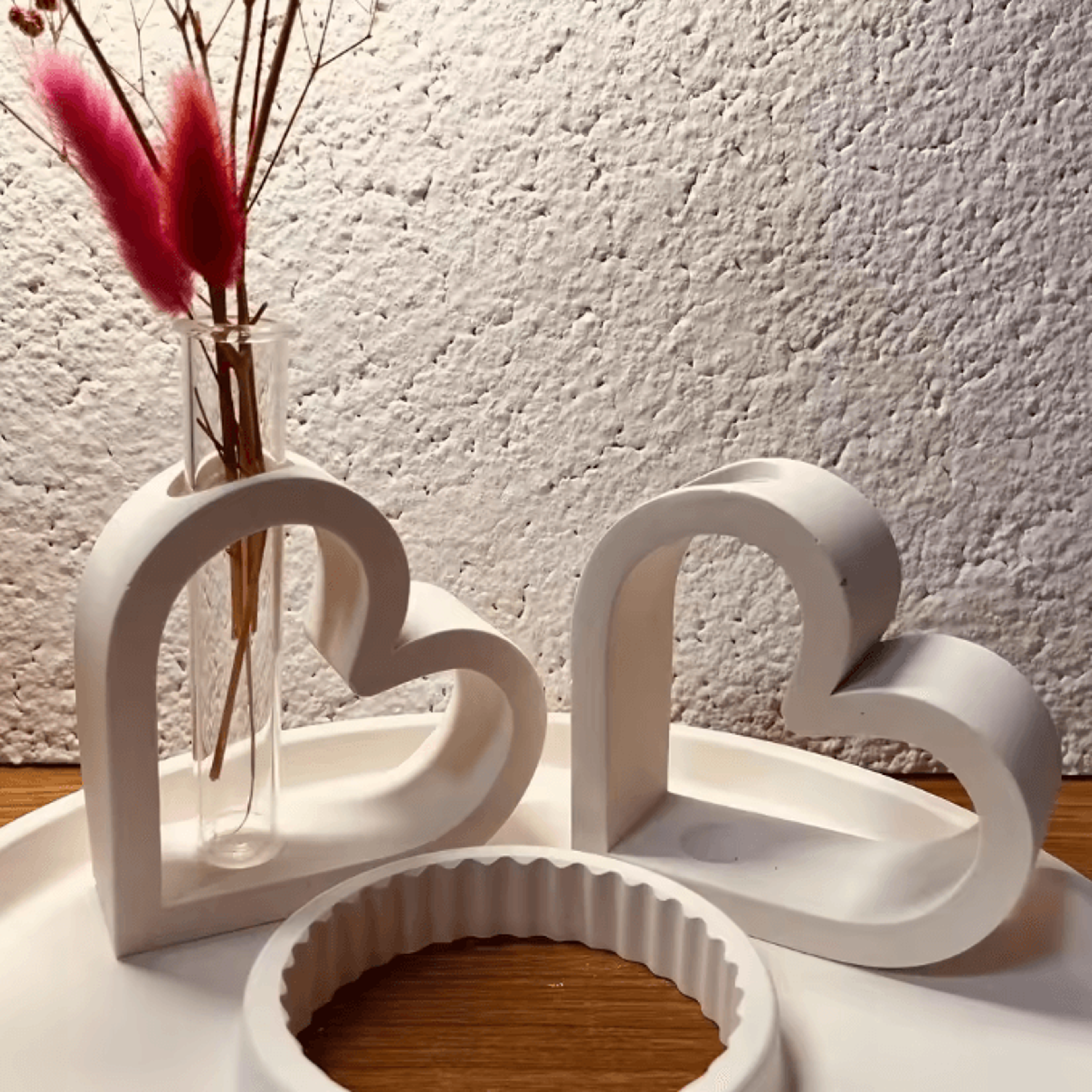 craftbloom 3-piece heart-shaped silicone planter mold set diy epoxy resin vase & hydroponic flowerpot maker