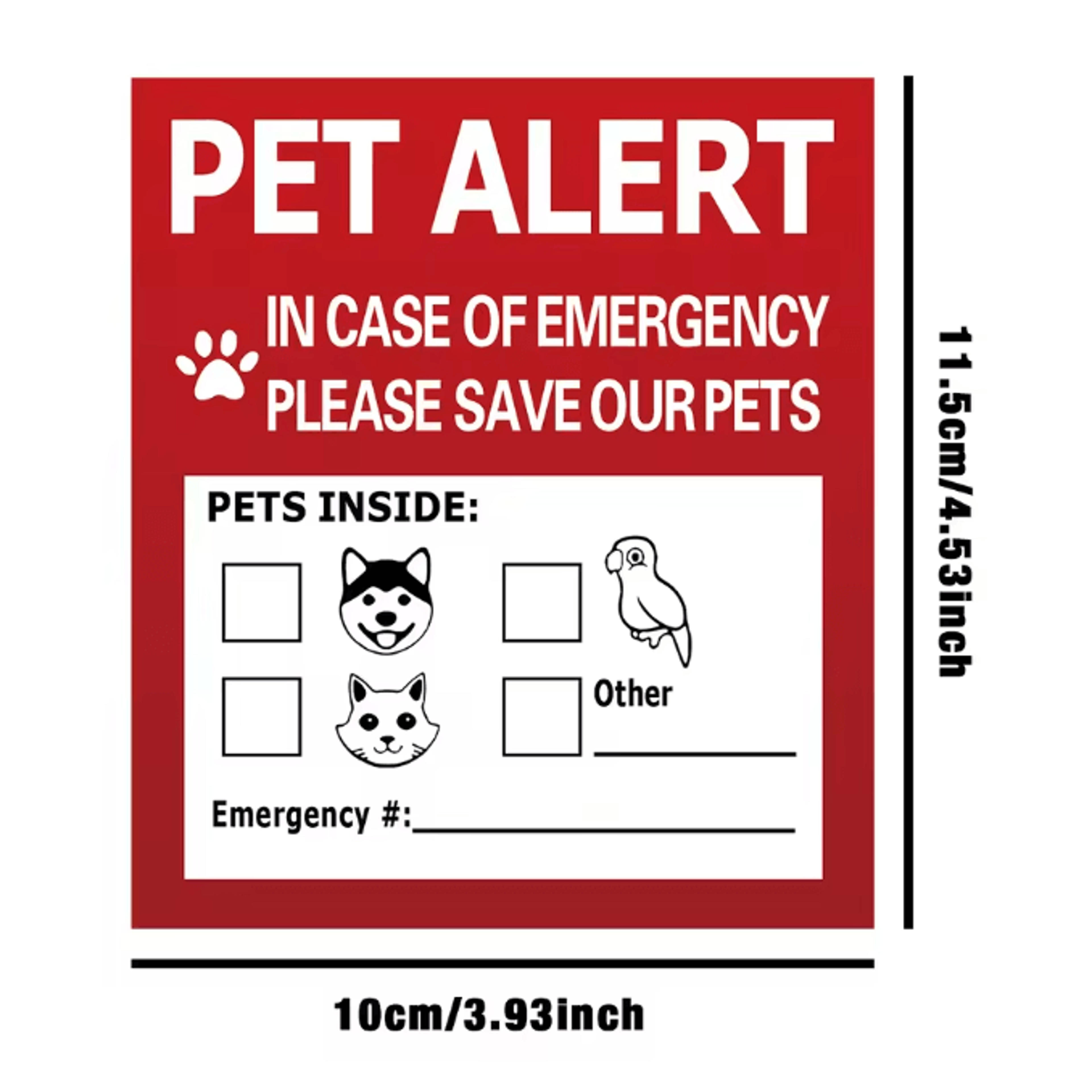 SafePaws Emergency Pet Alert Window Stickers 4Pack Static Cling Rescue Decals For Home  Car Safety 3