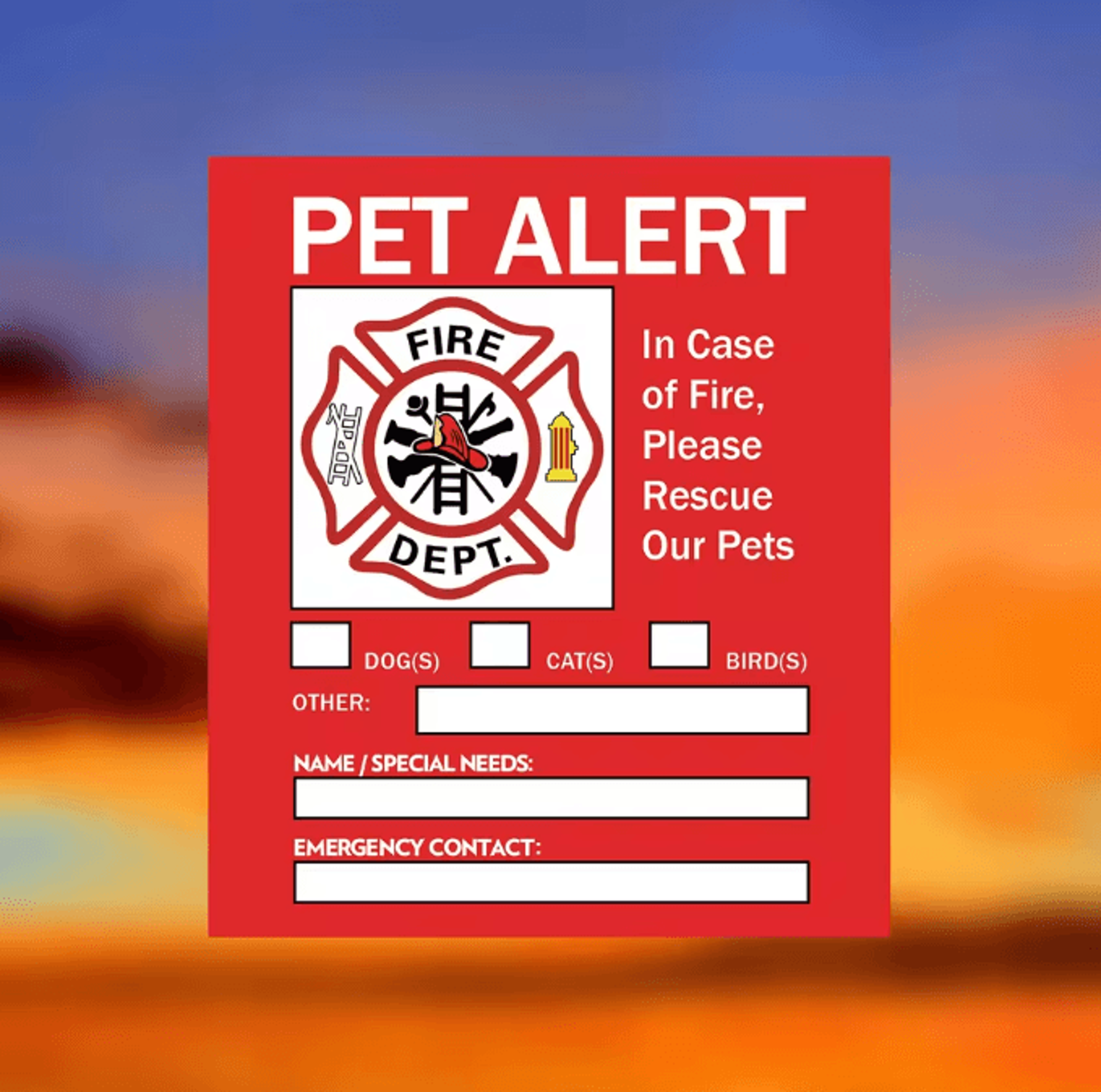 SafePaws Emergency Pet Alert Window Stickers 4Pack Static Cling Rescue Decals For Home  Car Safety 9