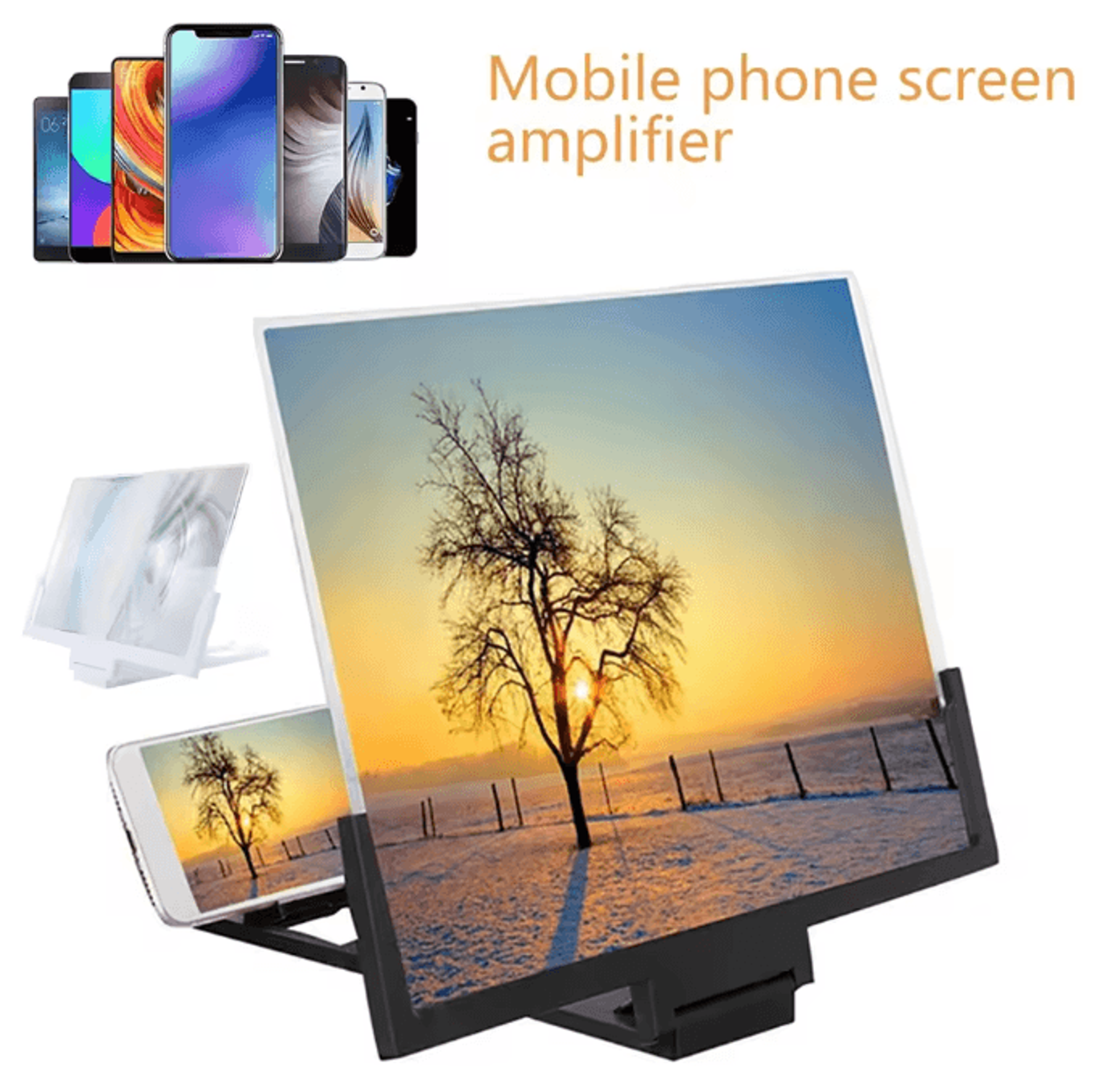 14-inch 3d phone screen magnifier – hd mobile screen amplifier stand for movies & videos